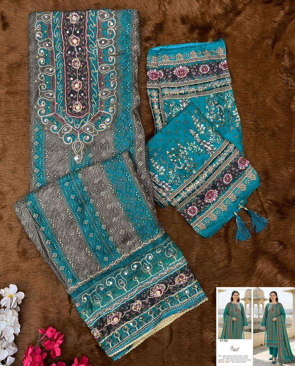 Shree Fabs Kt 368 Abcd Exclusive Pakistani Muslin Dress _ Wholesale Surat Rate ( 4 Pcs Catalog )