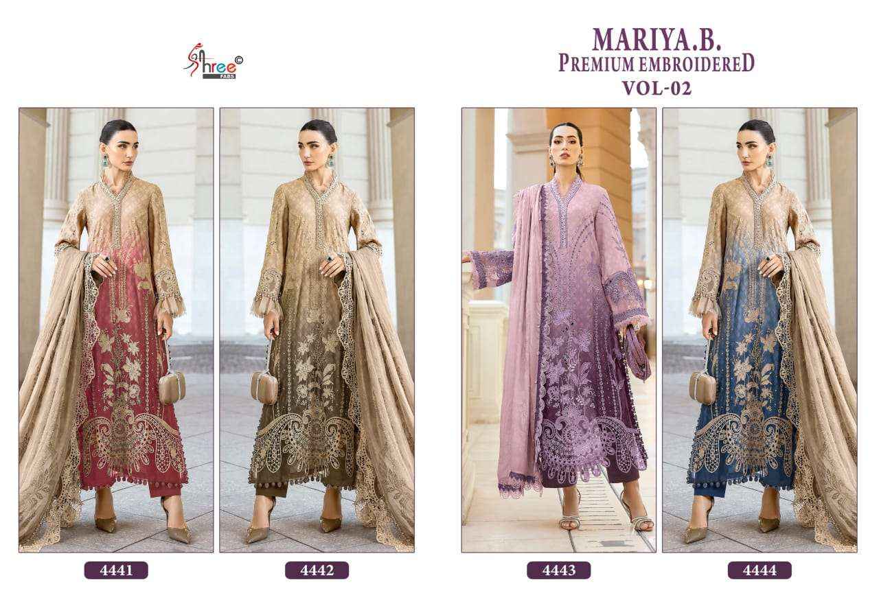 Shree Fabs Mariya B Premium Embroidered Vol 2 Designer Cotton Pakistani Dress _ Wholesale Surat ( 4 Pcs Catalog )