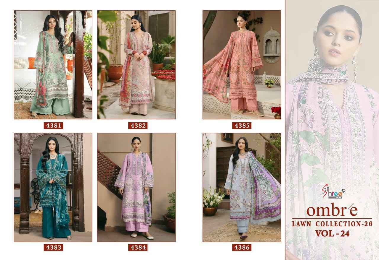 Shree Fabs Ombre Lawn Collection 26 Vol 24 Cotton Dress Material _ Wholesale Surat Rate ( 6 Pcs Catalog )
