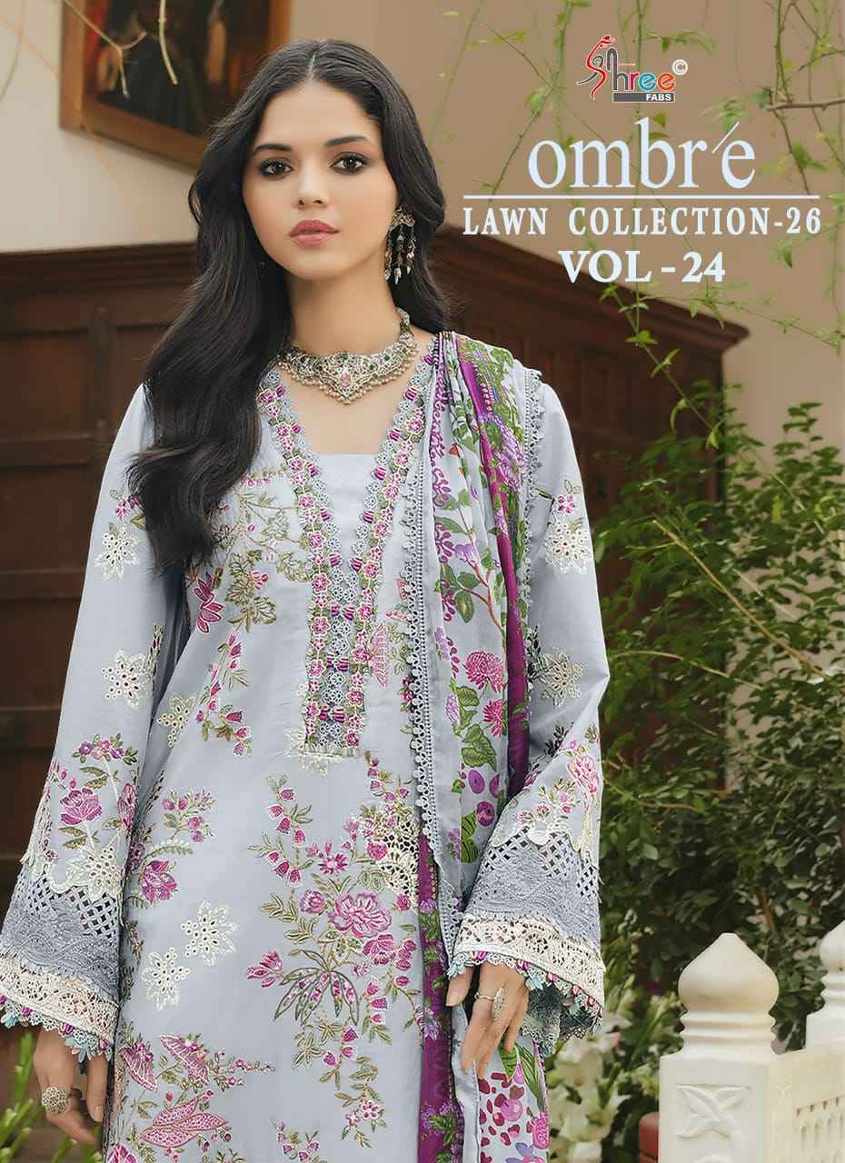 Shree Fabs Ombre Lawn Collection 26 Vol 24 Cotton Dress Material _ Wholesale Surat Rate ( 6 Pcs Catalog )