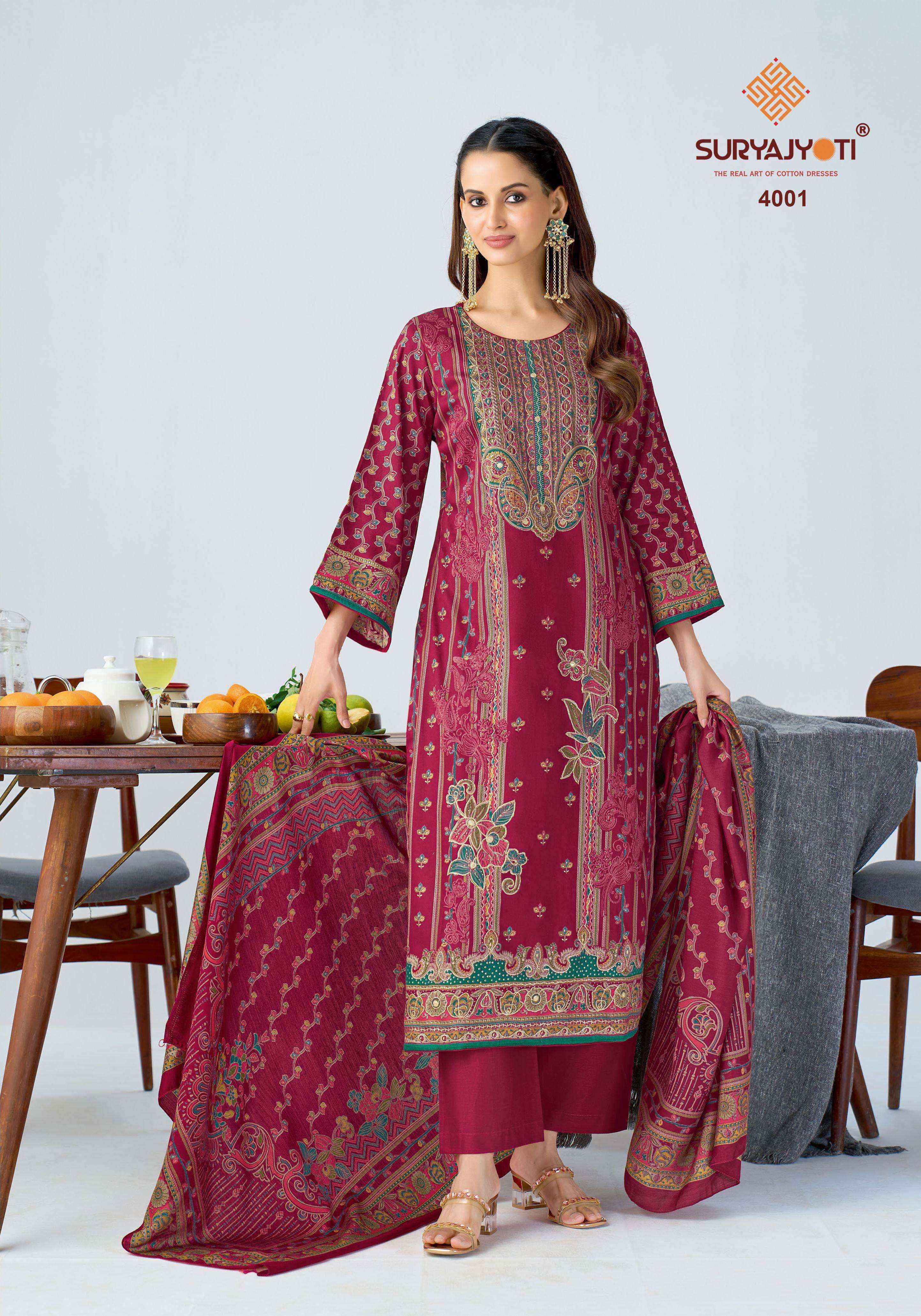 Suryajyoti Kamila Vol 4 Jam Satin Dress Material Wholesale Surat Rate ( 6 Pcs Catalog )