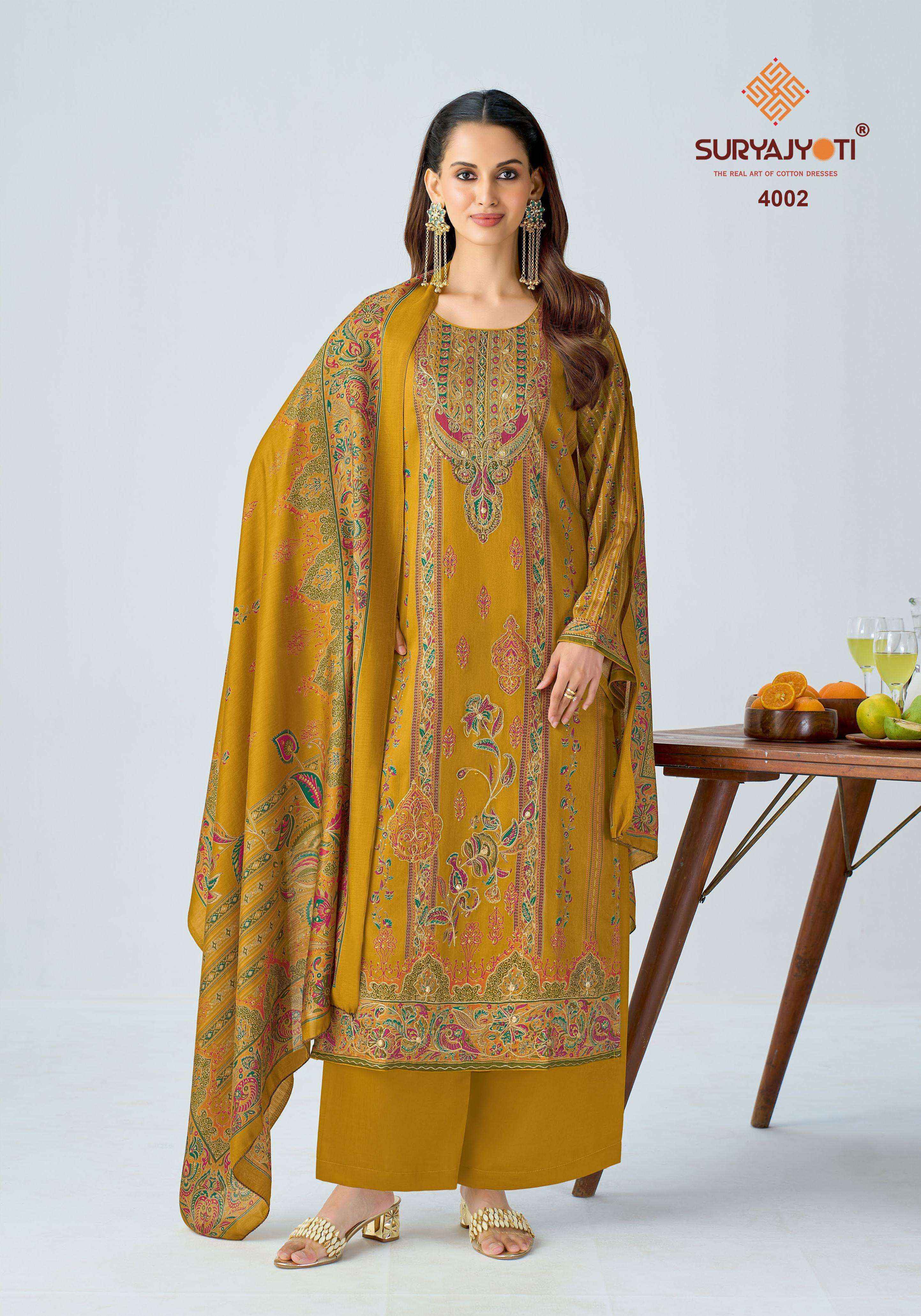 Suryajyoti Kamila Vol 4 Jam Satin Dress Material Wholesale Surat Rate ( 6 Pcs Catalog )