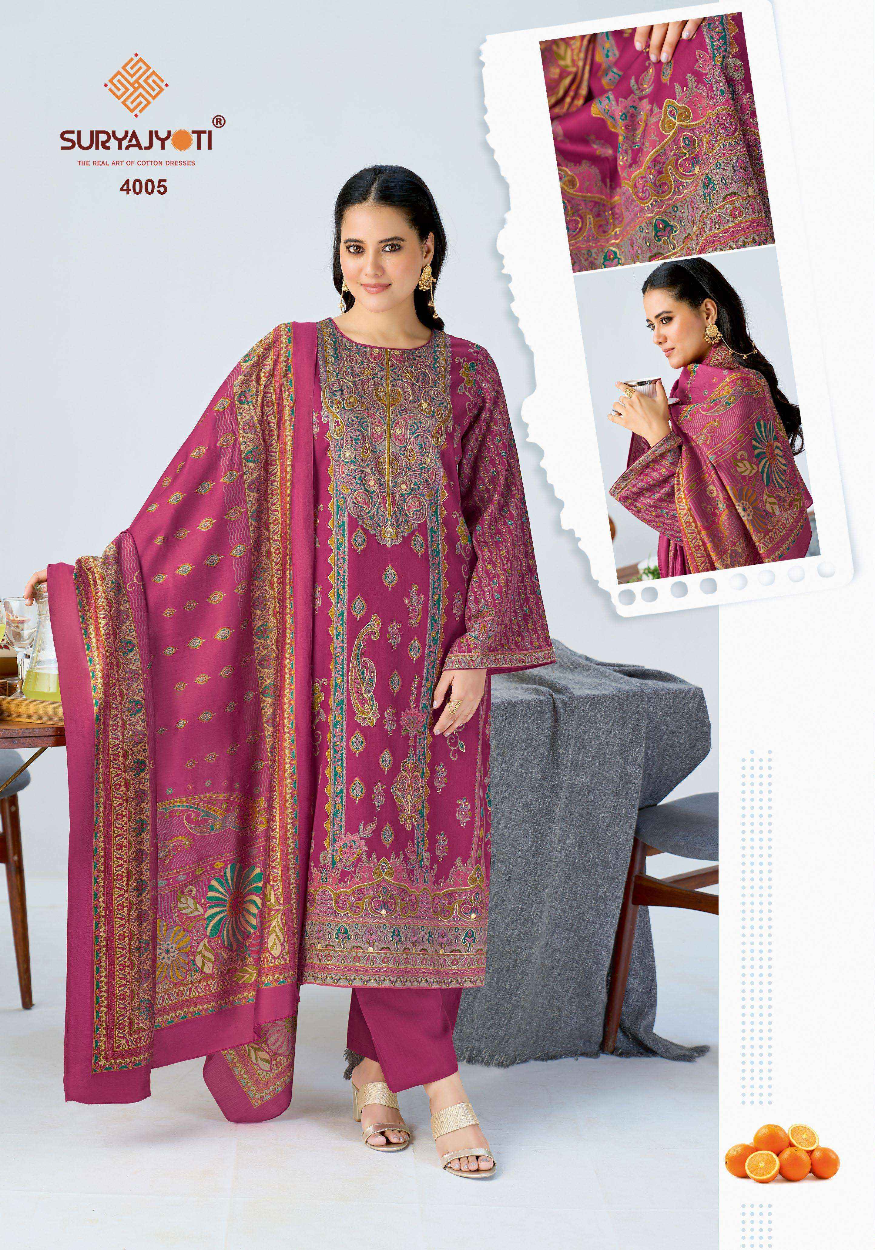 Suryajyoti Kamila Vol 4 Jam Satin Dress Material Wholesale Surat Rate ( 6 Pcs Catalog )
