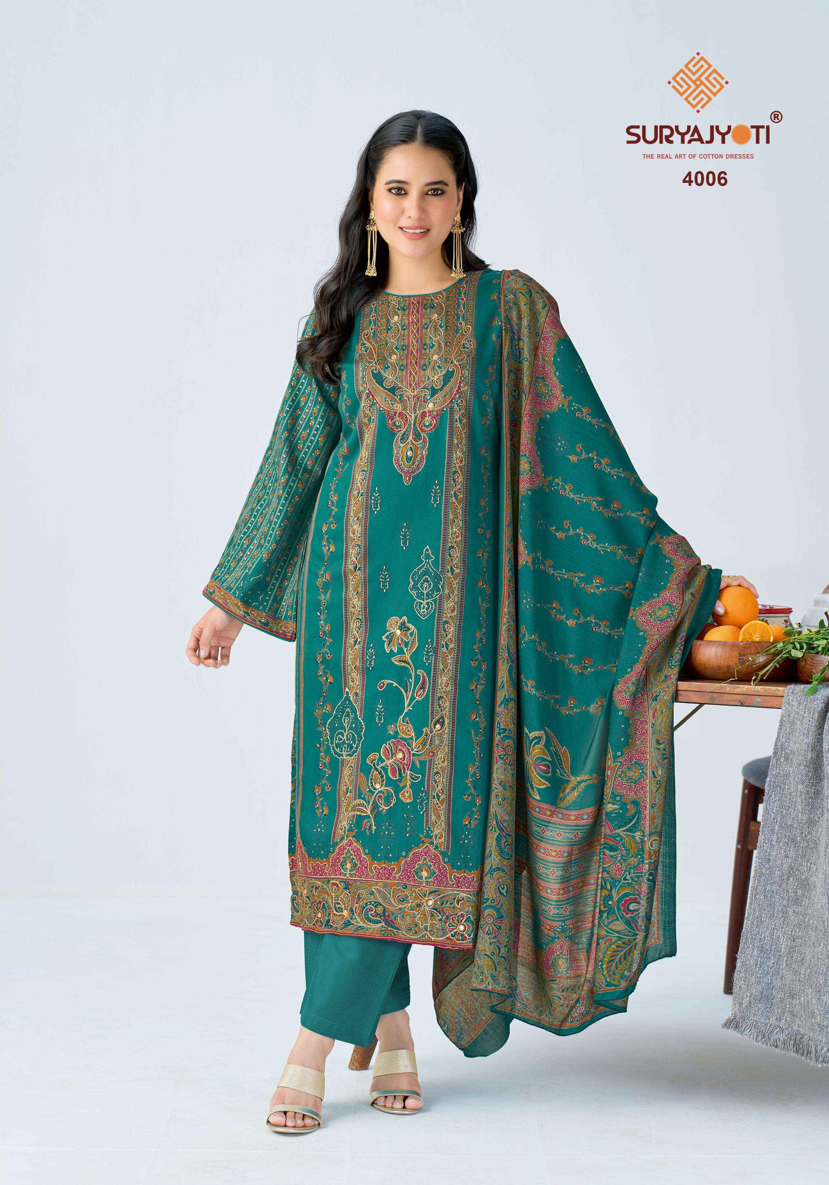 Suryajyoti Kamila Vol 4 Jam Satin Dress Material Wholesale Surat Rate ( 6 Pcs Catalog )