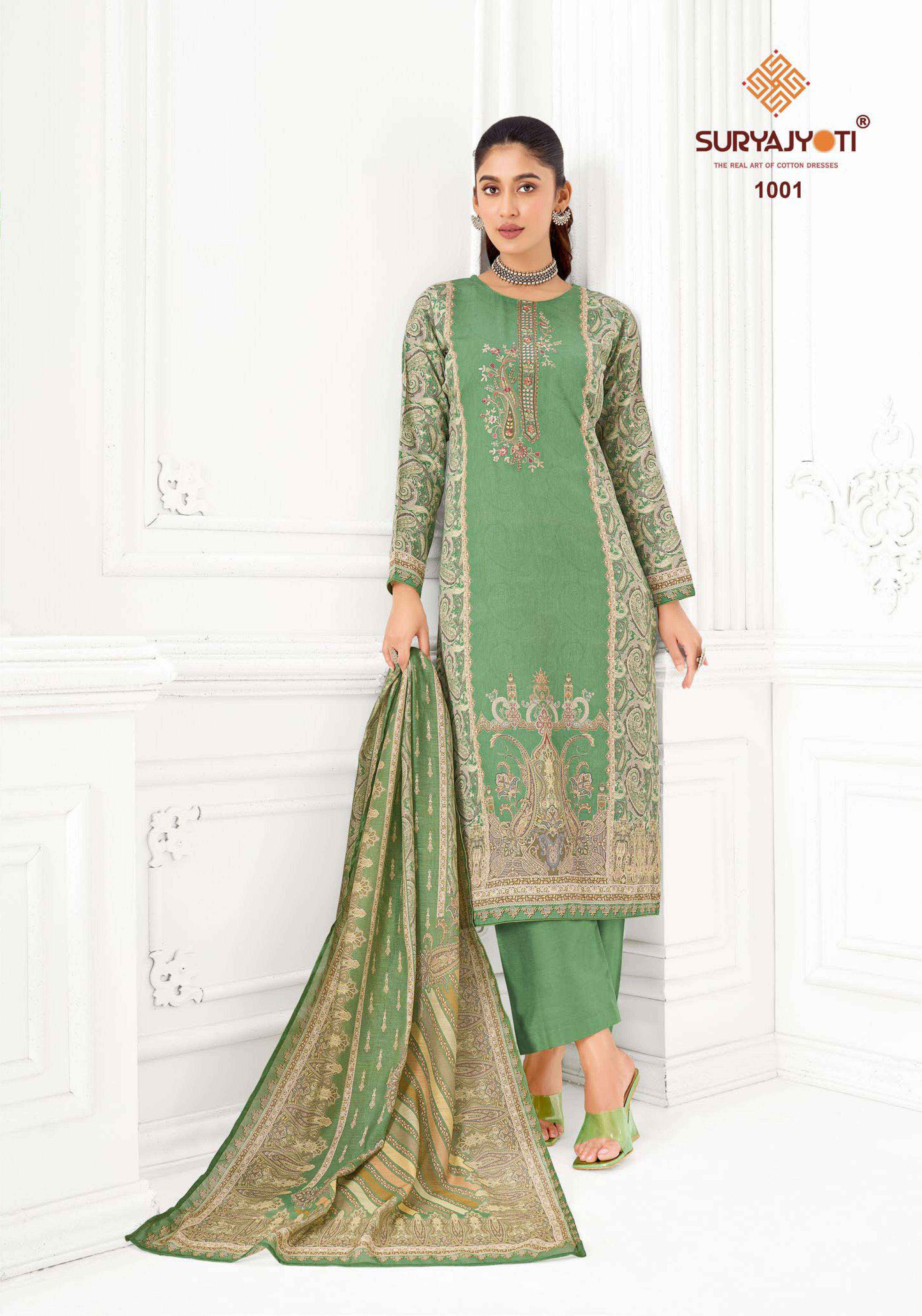SURYAJYOTI NAMITA VOL 1 JAM SATIN DIGITAL PRINT WITH FANCY EMBROIDERY WORK SUIT _ LATEST CATAlOGUE WHOLESALE PRICE  ( 6 PCS CATALOG )