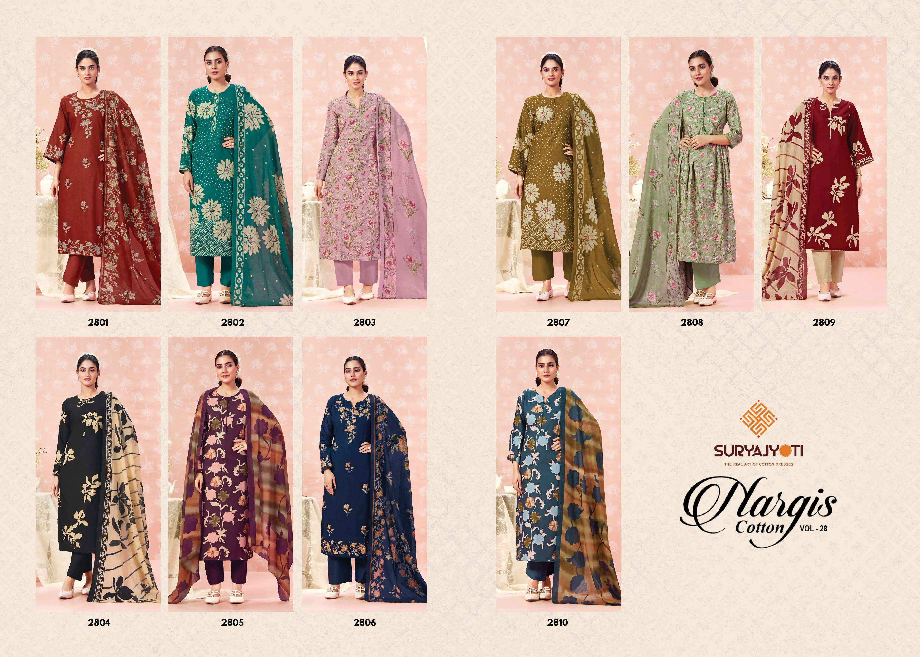 Suryajyoti Nargis Vol 28 Cotton Dress Material Wholesale Surat Rate ( 10 Pcs Catalog )