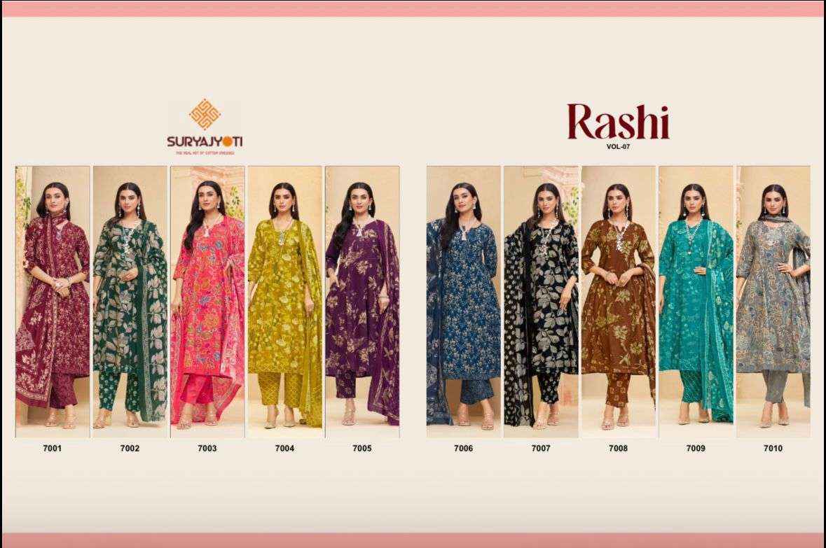 Suryajyoti Rashi Vol 7 Cotton Anarkali Suits Wholesale Supplier ( 10 Pcs Catalogue )