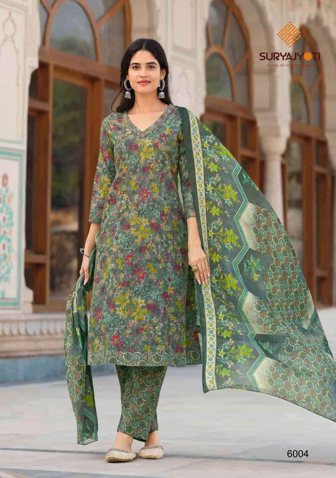 Suryajyoti Rashmika Vol 6 Pure Cotton Anarkali Style 3 Pec Dress Wholesale Surat Rate ( 10 Pcs Catalog )