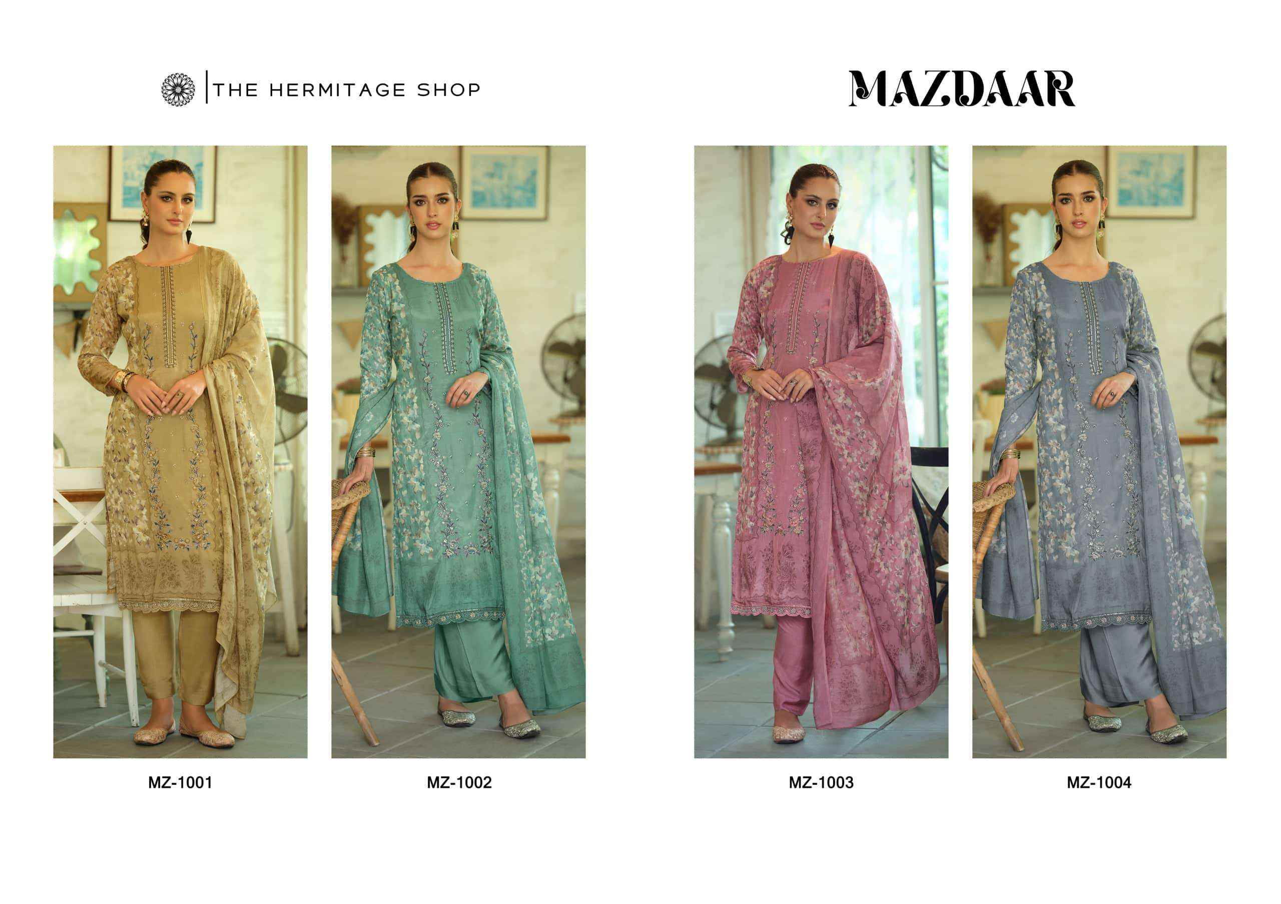 The Harmitage Shop Mazdaar Exclusive Designer Lawn Dress _ Surat Textile Bazaar ( 4 Pcs Catalog )