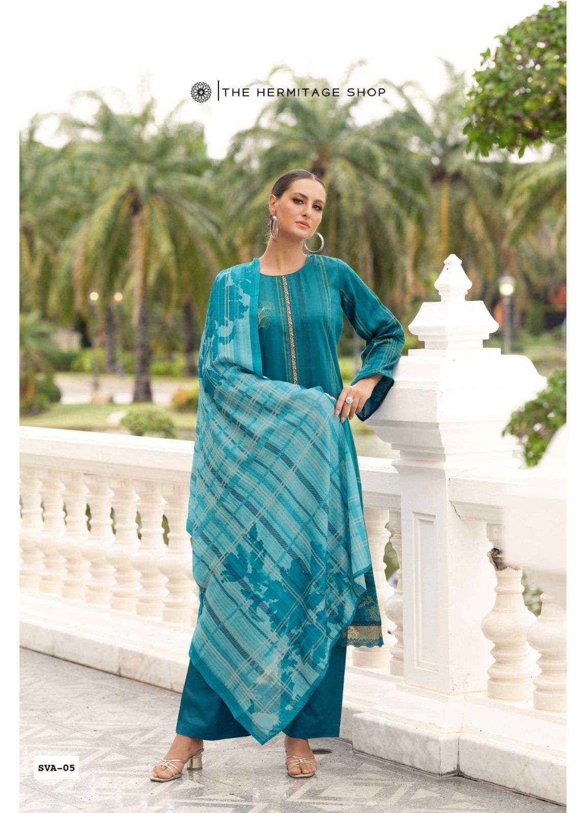 The Hermitage Shop Sva Digital Printed Fancy Lawn Dress Wholesalers Price ( 6 Pcs catalog )