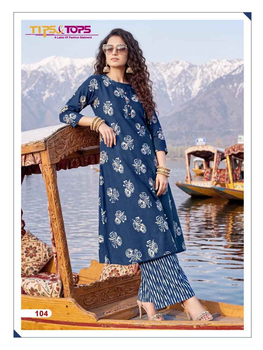 Tips & Tops Mannat Wholesale - Rayon Kurti With Plazzo ( 6 pcs Catalogue )