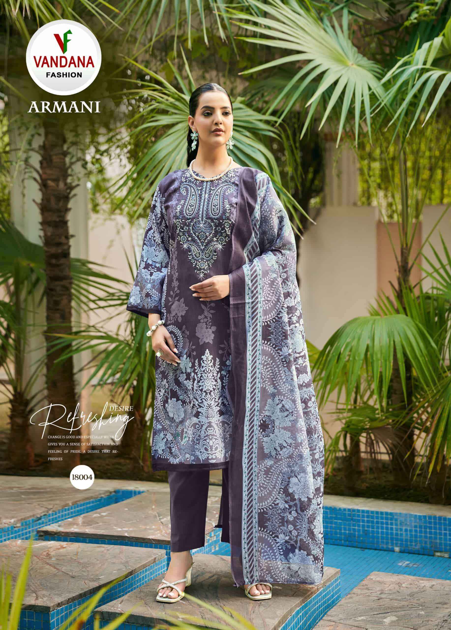 Vandana Fashion Armani Vol 18 Fancy Cotton Suit _ Wholesale Surat Rate ( 8 Pcs Catalog )