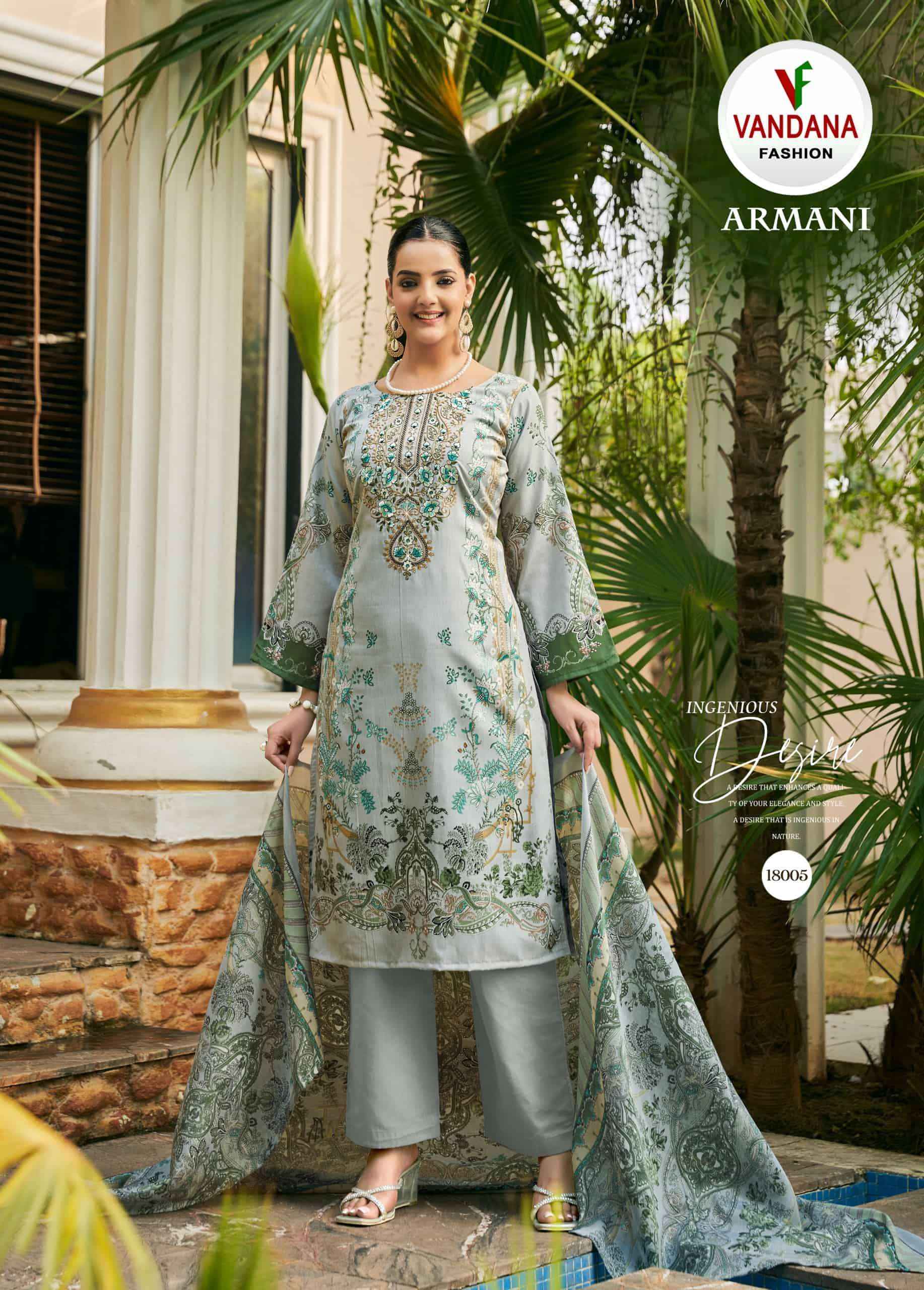 Vandana Fashion Armani Vol 18 Fancy Cotton Suit _ Wholesale Surat Rate ( 8 Pcs Catalog )