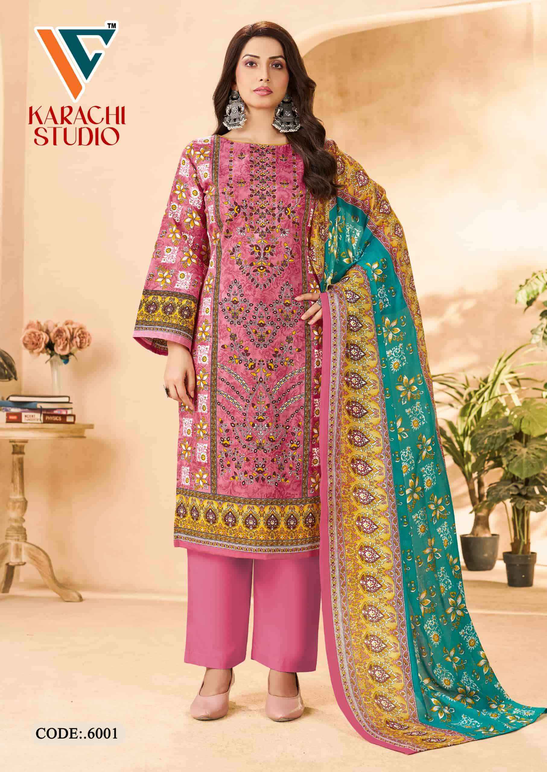 Vandana Fashion Karachi Studio Vol 6 Printed Karachi Cotton Suit _ Surat Wholesale Textile Price ( 8 Pcs Catalog )