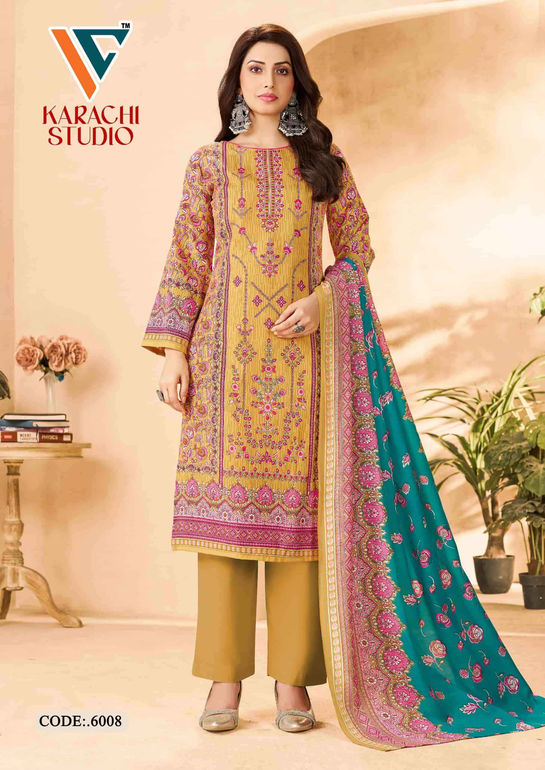 Vandana Fashion Karachi Studio Vol 6 Printed Karachi Cotton Suit _ Surat Wholesale Textile Price ( 8 Pcs Catalog )