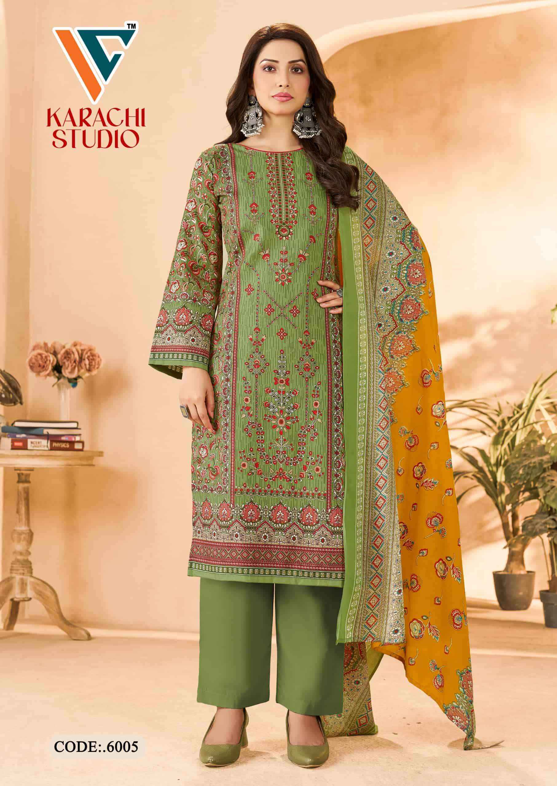 Vandana Fashion Karachi Studio Vol 6 Printed Karachi Cotton Suit _ Surat Wholesale Textile Price ( 8 Pcs Catalog )