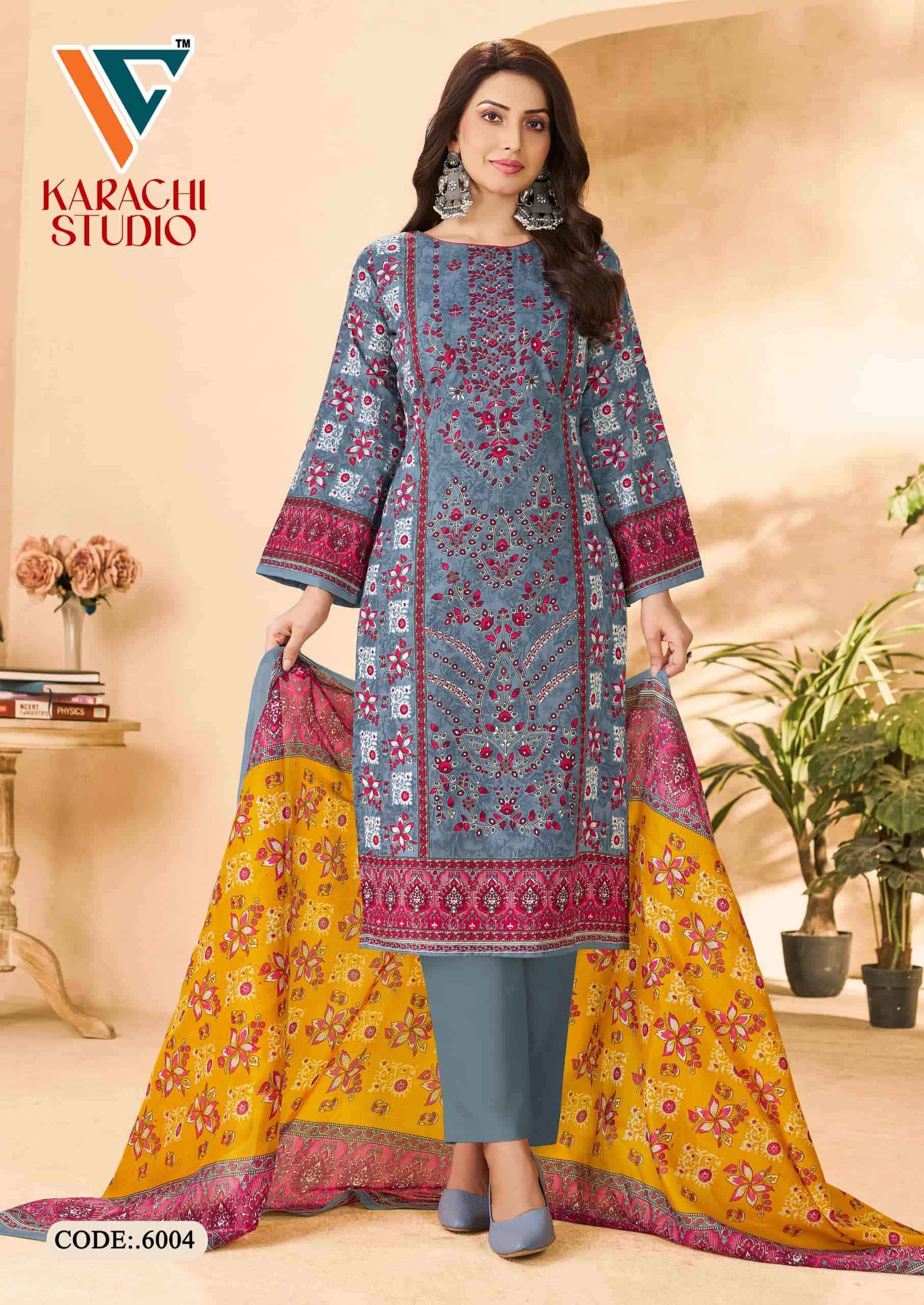 Vandana Fashion Karachi Studio Vol 6 Printed Karachi Cotton Suit _ Surat Wholesale Textile Price ( 8 Pcs Catalog )