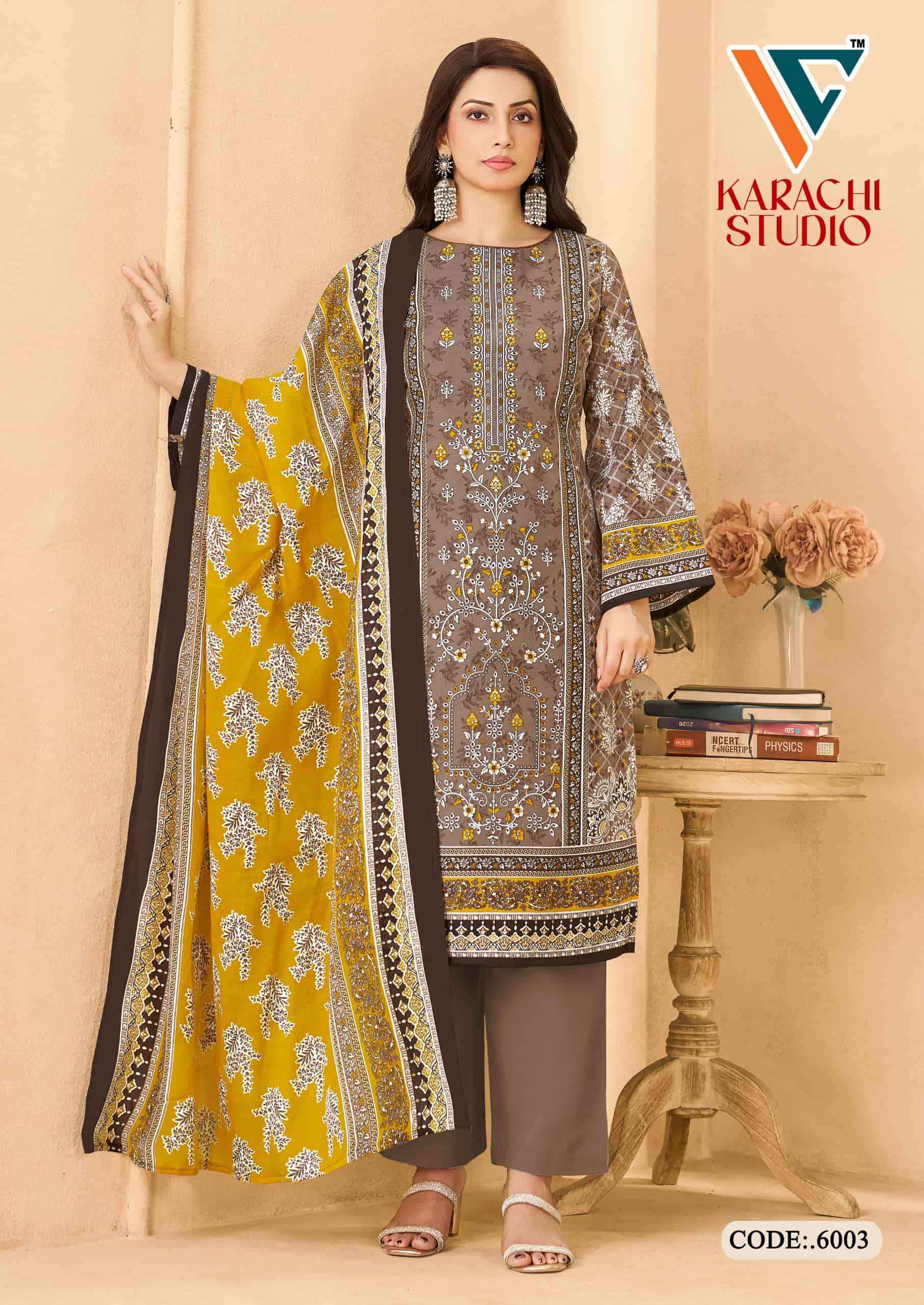 Vandana Fashion Karachi Studio Vol 6 Printed Karachi Cotton Suit _ Surat Wholesale Textile Price ( 8 Pcs Catalog )