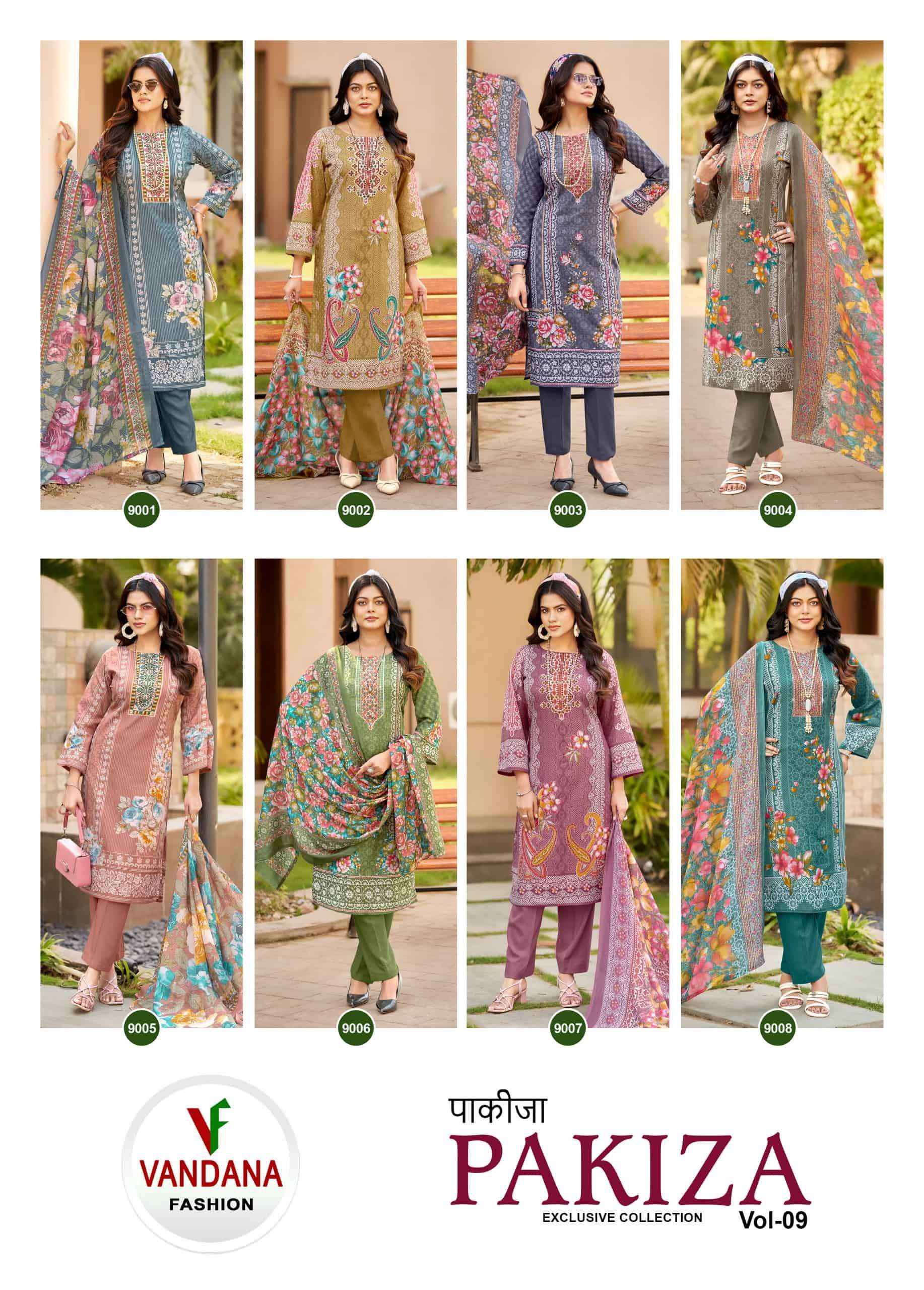 Vandana Fashion Pakiza Vol 9 Printed Unstitch Cotton Salwar Suit _ Wholesale Surat Rate ( 8 Pcs Catalog )