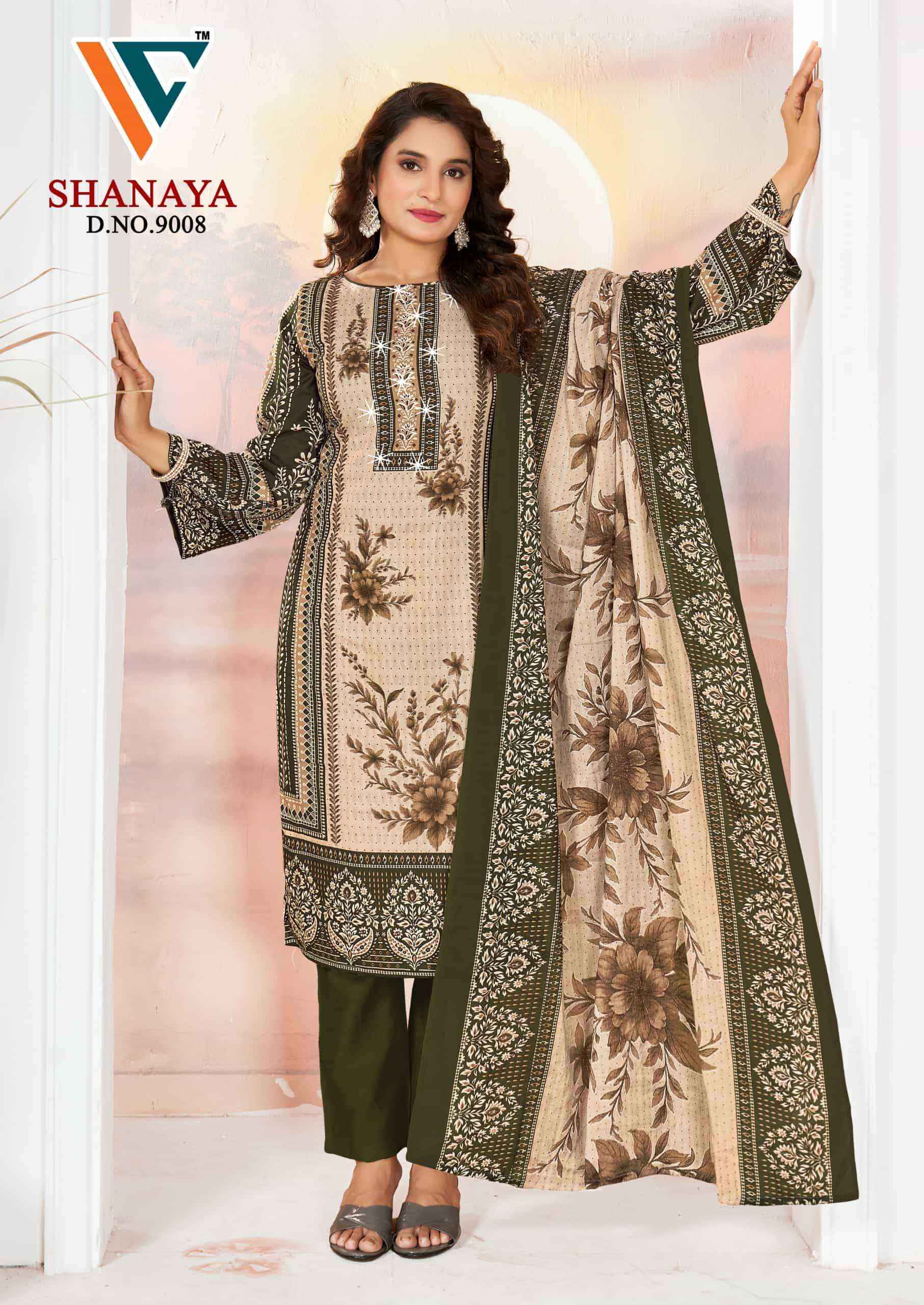 Vandana Fashion Shanaya Vol 9 Fancy Work Karachi Cotton Dress _ Wholesale Surat ( 8 Pcs Catalog )