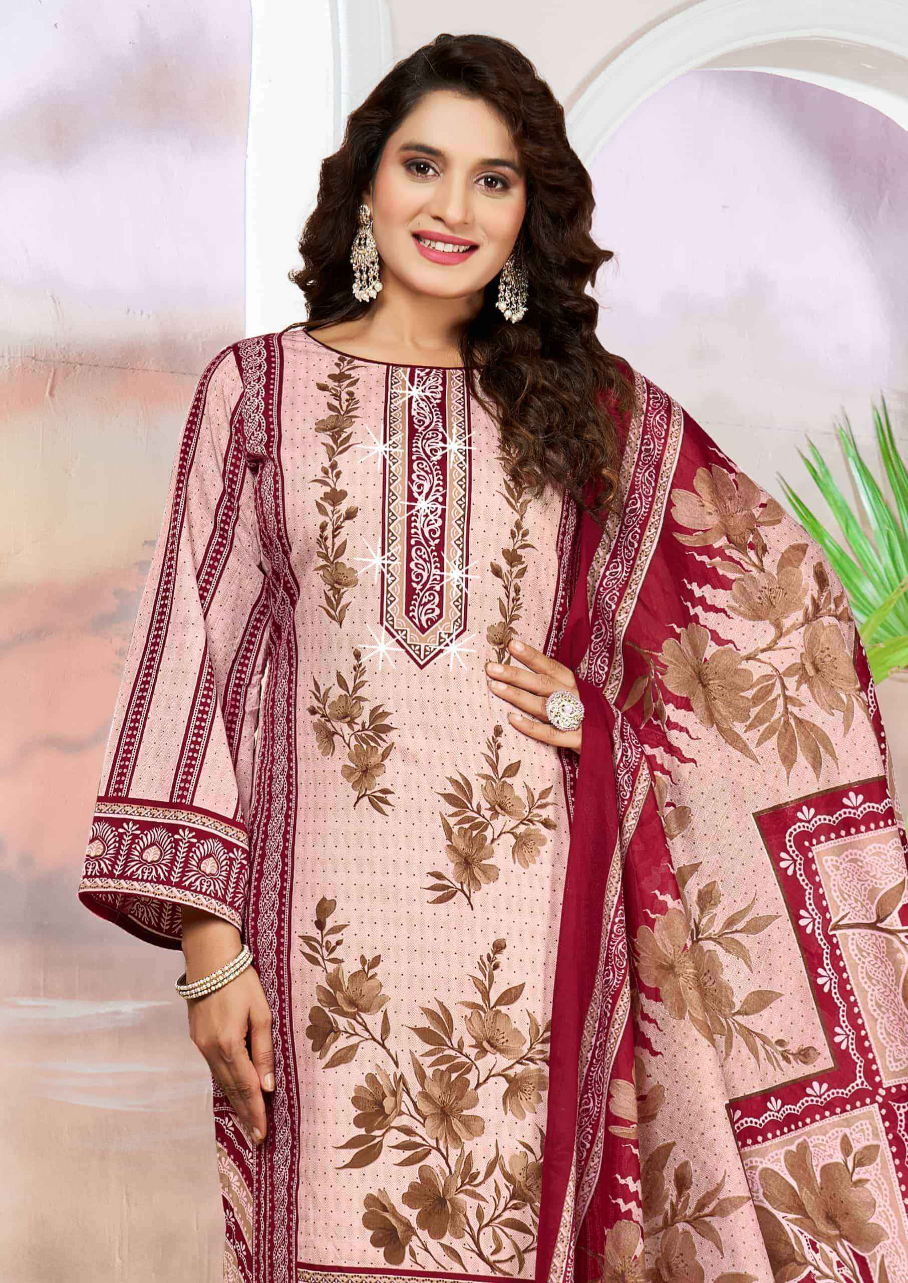 Vandana Fashion Shanaya Vol 9 Fancy Work Karachi Cotton Dress _ Wholesale Surat ( 8 Pcs Catalog )