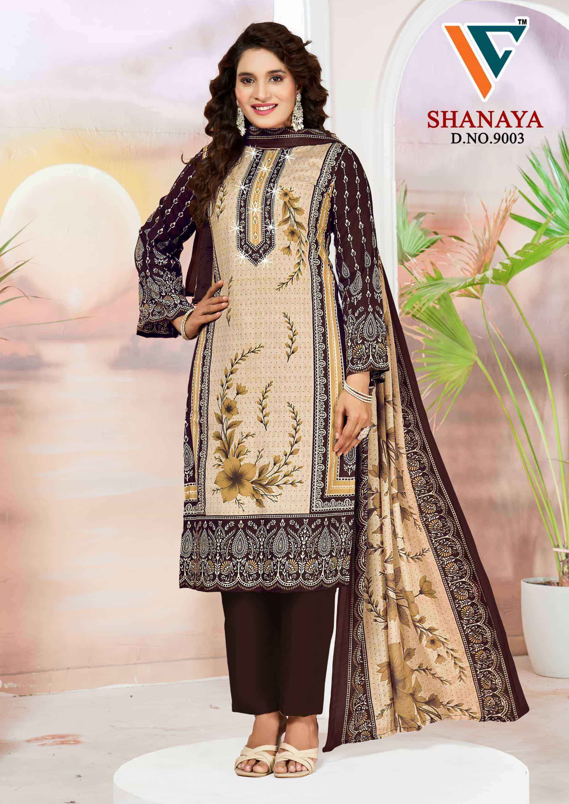 Vandana Fashion Shanaya Vol 9 Fancy Work Karachi Cotton Dress _ Wholesale Surat ( 8 Pcs Catalog )