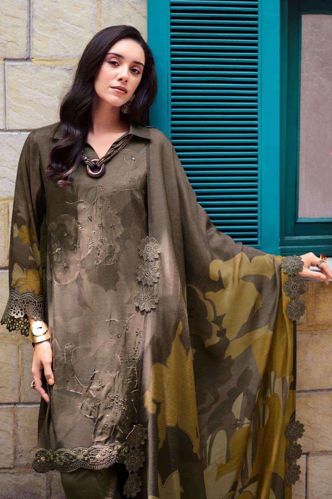 Varsha House Of Tulips Premium Designs Muslin Salwar Kameez _ Surat Wholesale Bazaar ( 5 Pcs Catalog )