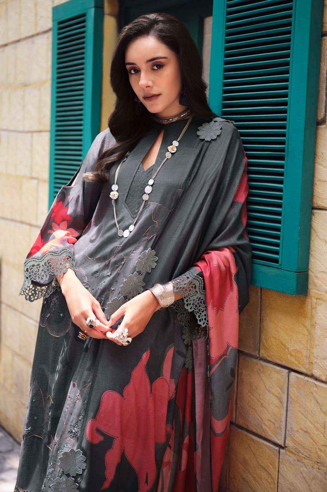 Varsha House Of Tulips Premium Designs Muslin Salwar Kameez _ Surat Wholesale Bazaar ( 5 Pcs Catalog )