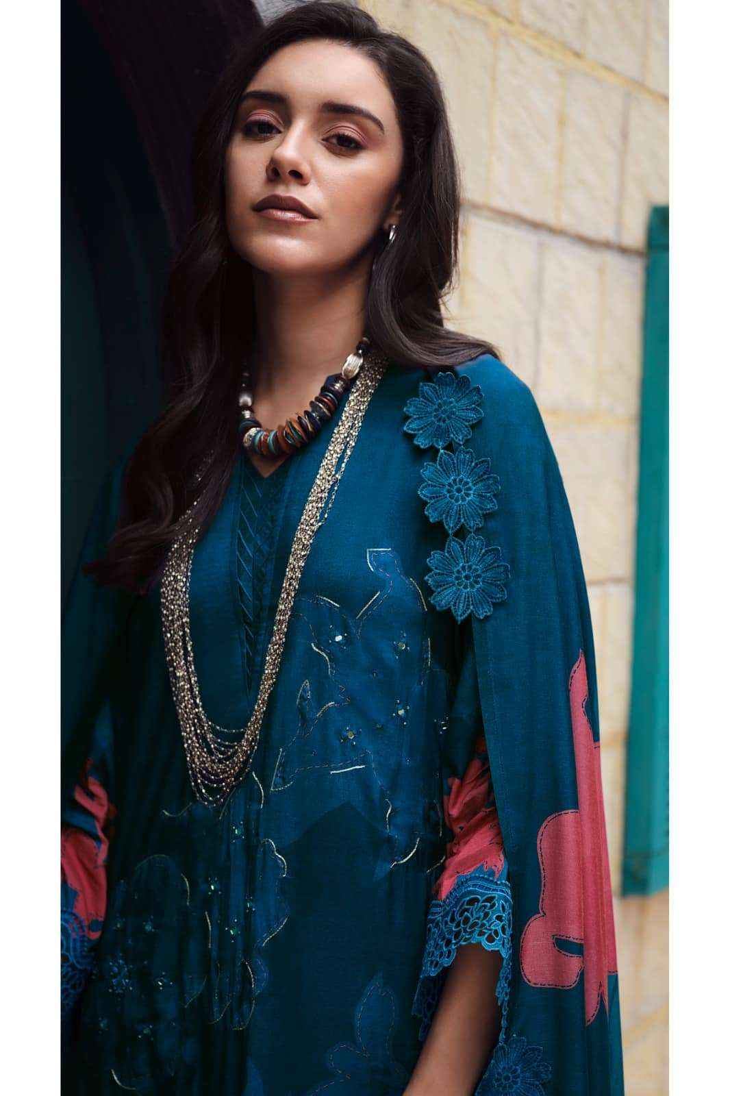 Varsha House Of Tulips Premium Designs Muslin Salwar Kameez _ Surat Wholesale Bazaar ( 5 Pcs Catalog )