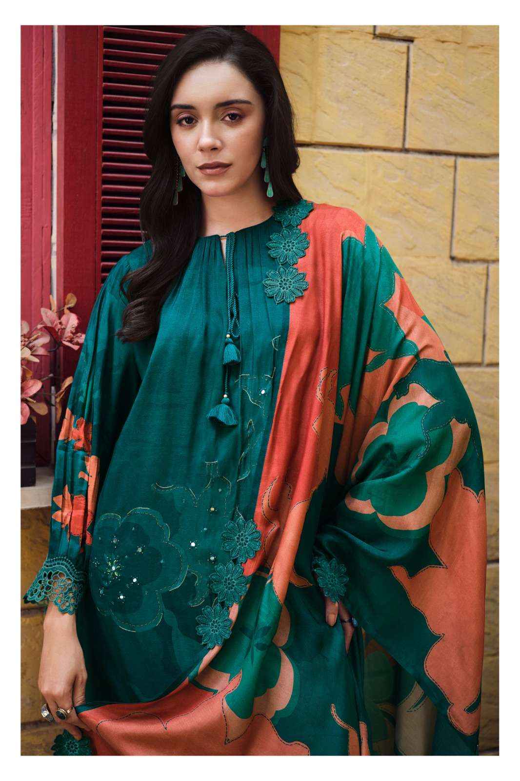 Varsha House Of Tulips Premium Designs Muslin Salwar Kameez _ Surat Wholesale Bazaar ( 5 Pcs Catalog )