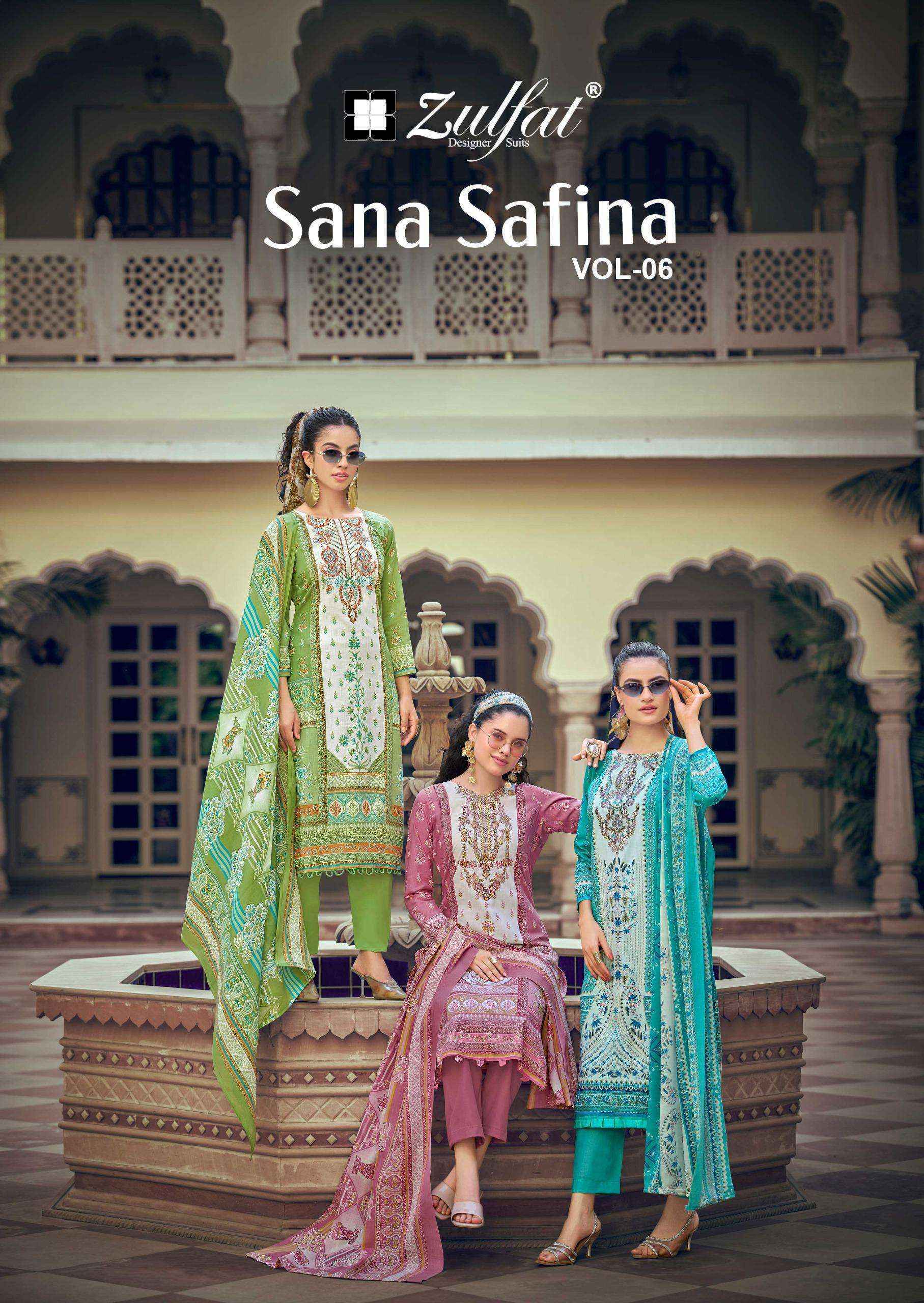 Zulfat Sana Safina Vol 6 Cotton Dress Material Wholesale Surat ( 8 Pcs Catalog )