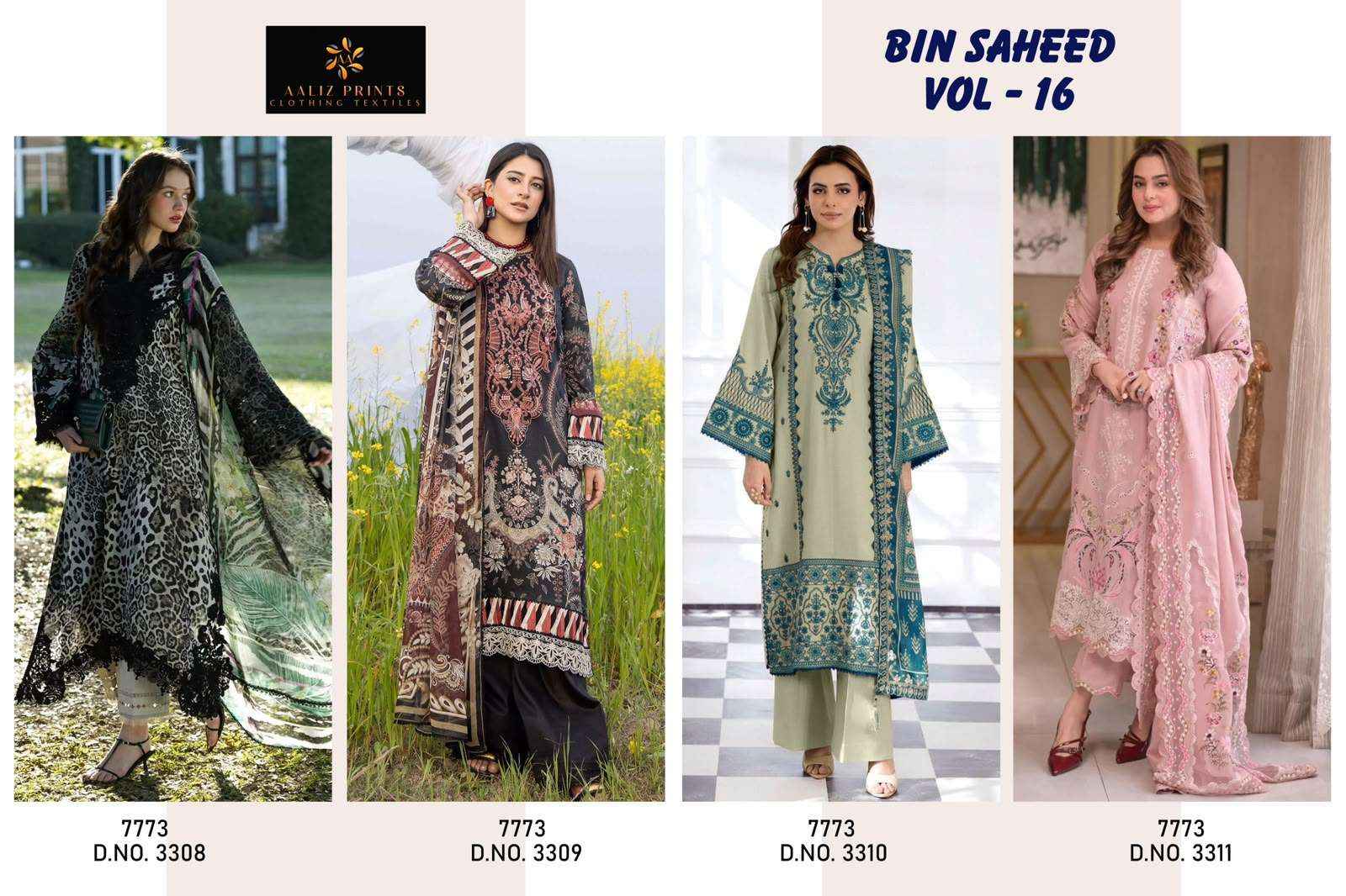 AALIZ PRINTS BIN SAHEED VOL 16 READYMADE SUIT _ WHOLESALE FACTORY RATE ( 4 PCS CATALOG )