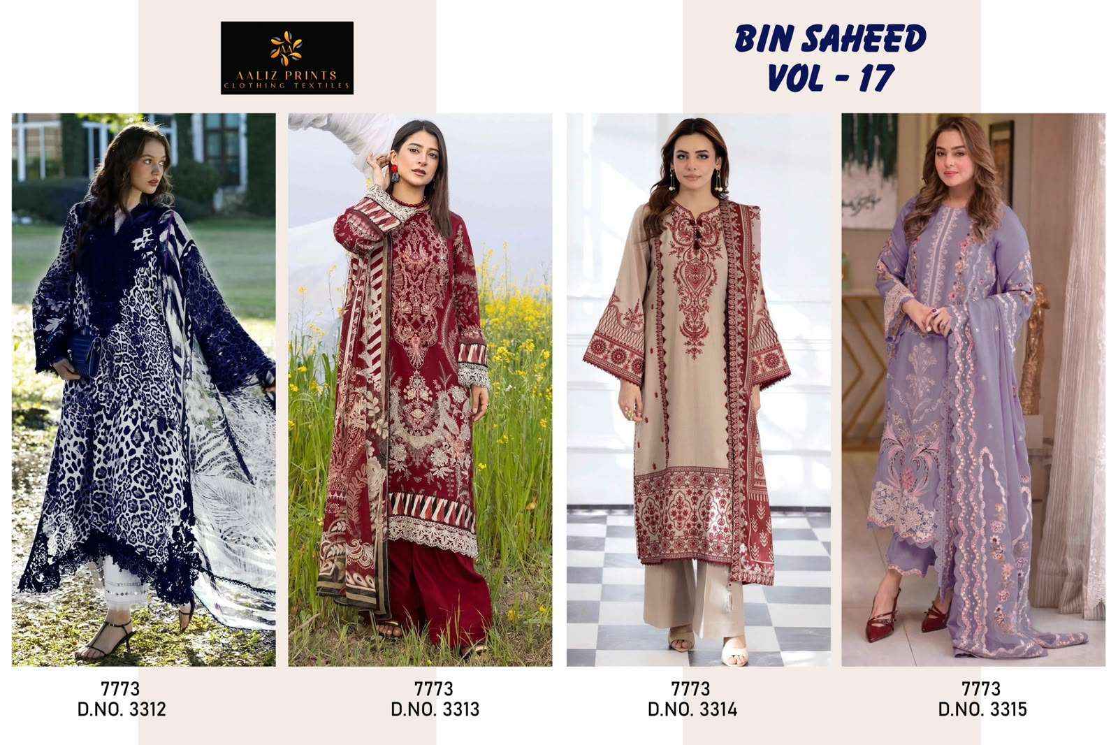 AALIZ PRINTS BIN SAHEED VOL 17 READYMADE SUIT _ WHOLESALE TEXTELI MARKET RATE ( 4 PCS CATALOG )