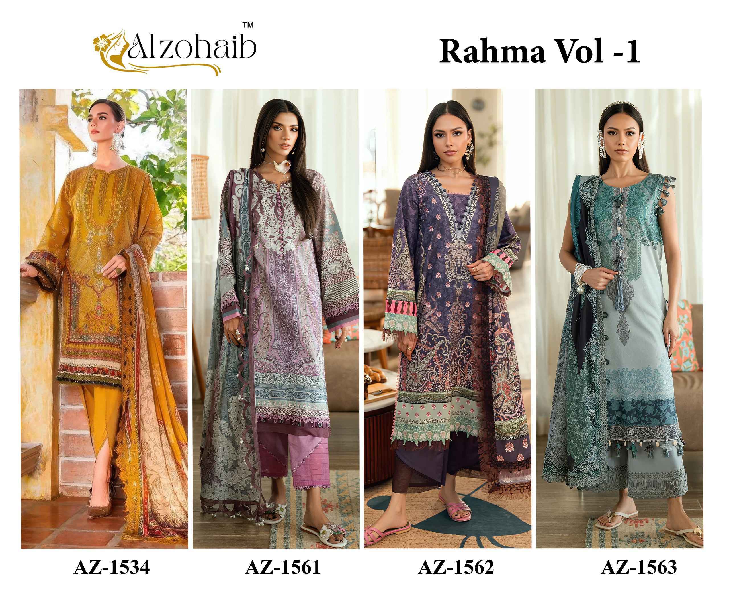 Al Zohaib Rahma Vol 1 Cotton Dress Material _ Wholesale Factory Rate ( 4 Pcs Catalog )