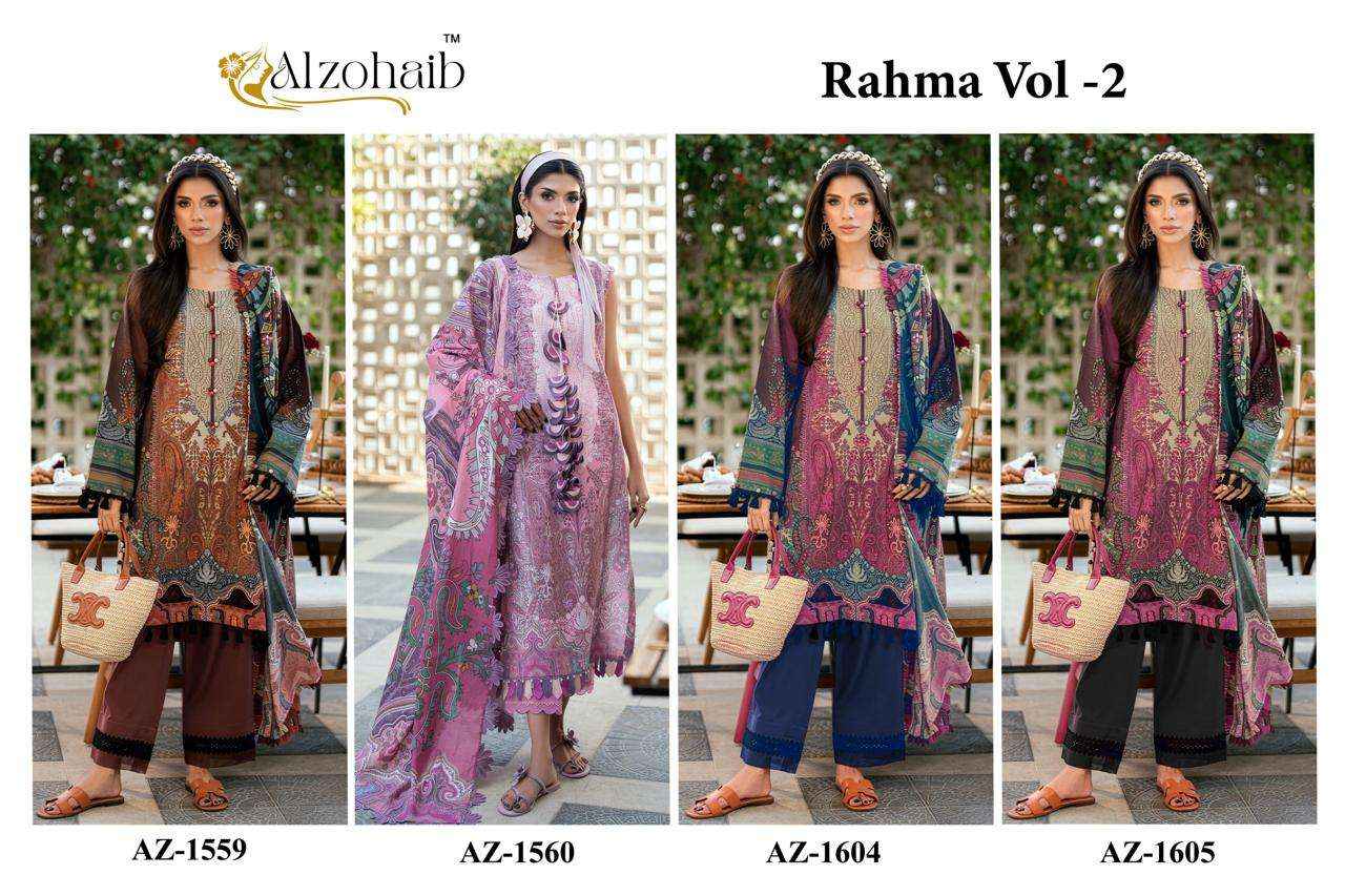 Al Zohaib Rahma Vol 2 Unstitch Pakistani Dress Material Wholesale Price ( 4 Pcs Catalogue )