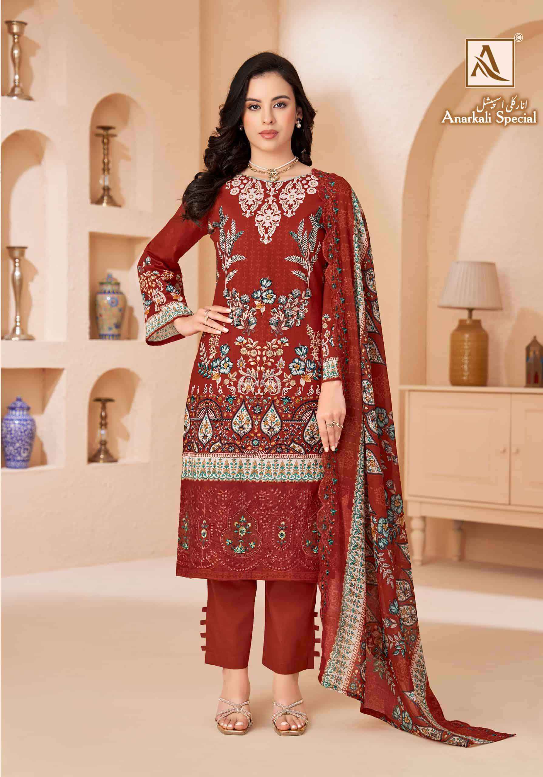 Alok Suit Anarkali Special Pure Cotton Dress Material _ Wholesale Factory Rate ( 8 Pcs Catalog )