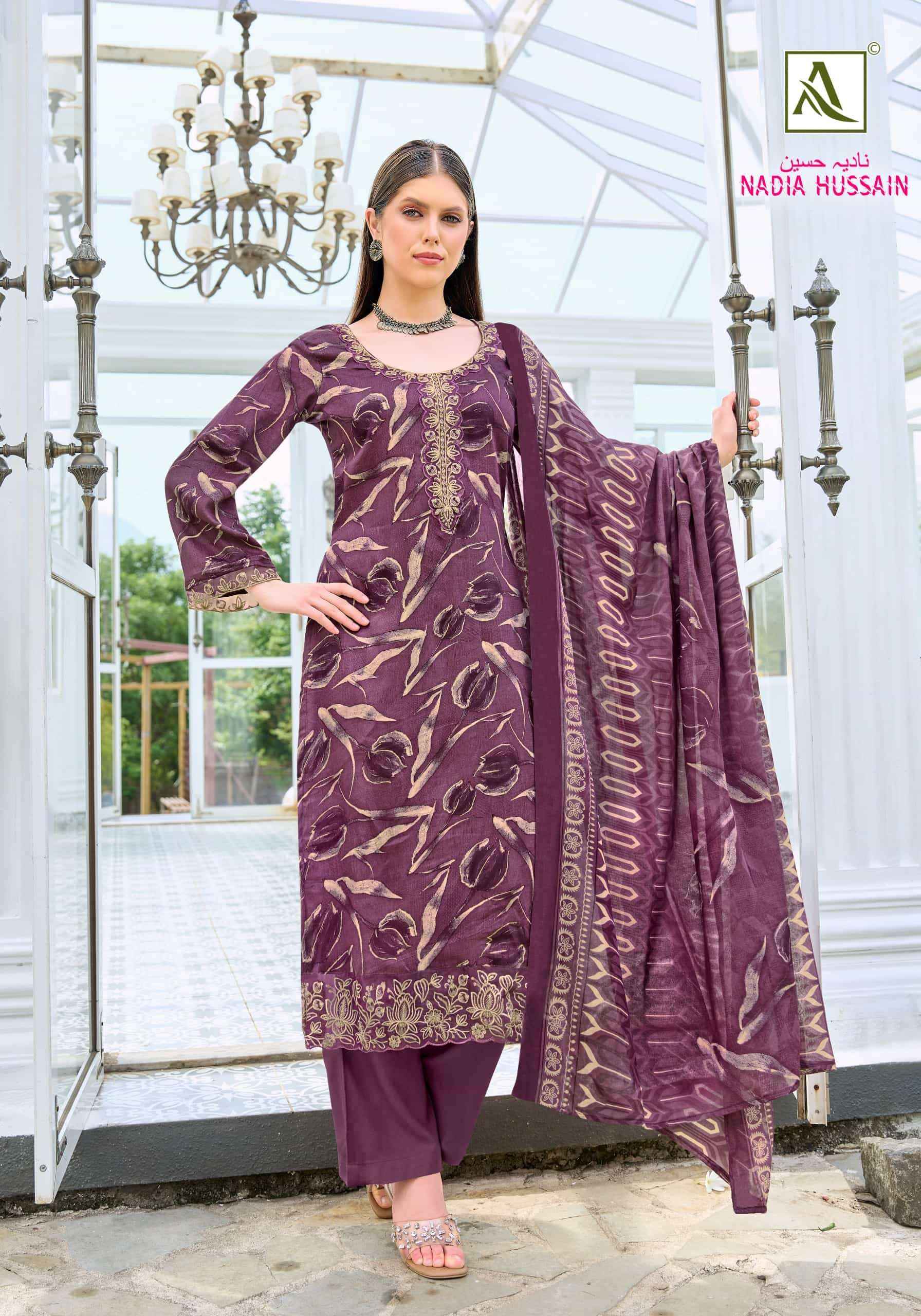 Alok Suit Nadia Hussain Premium Dress Material Wholesale Price ( 4 Pcs Catalogue )