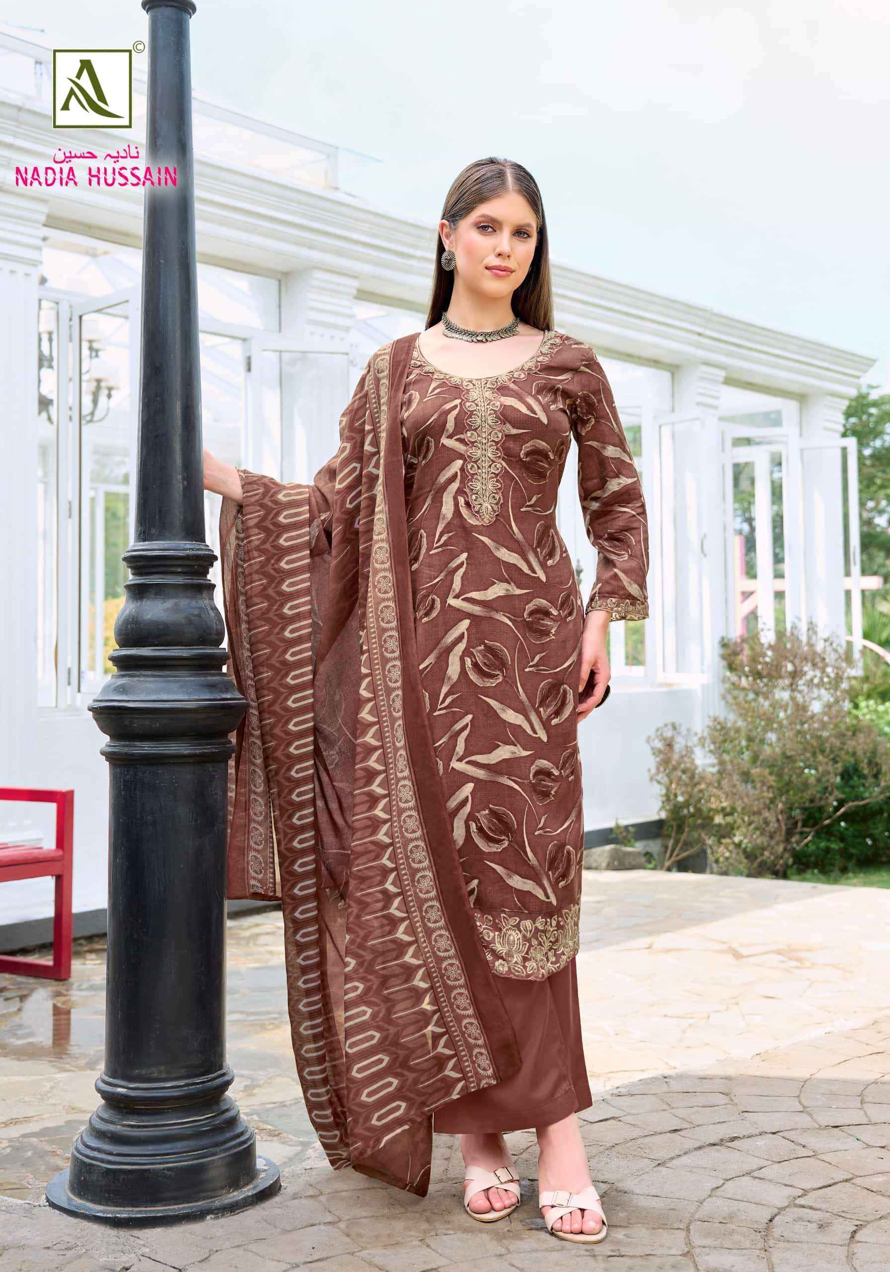 Alok Suit Nadia Hussain Premium Dress Material Wholesale Price ( 4 Pcs Catalogue )