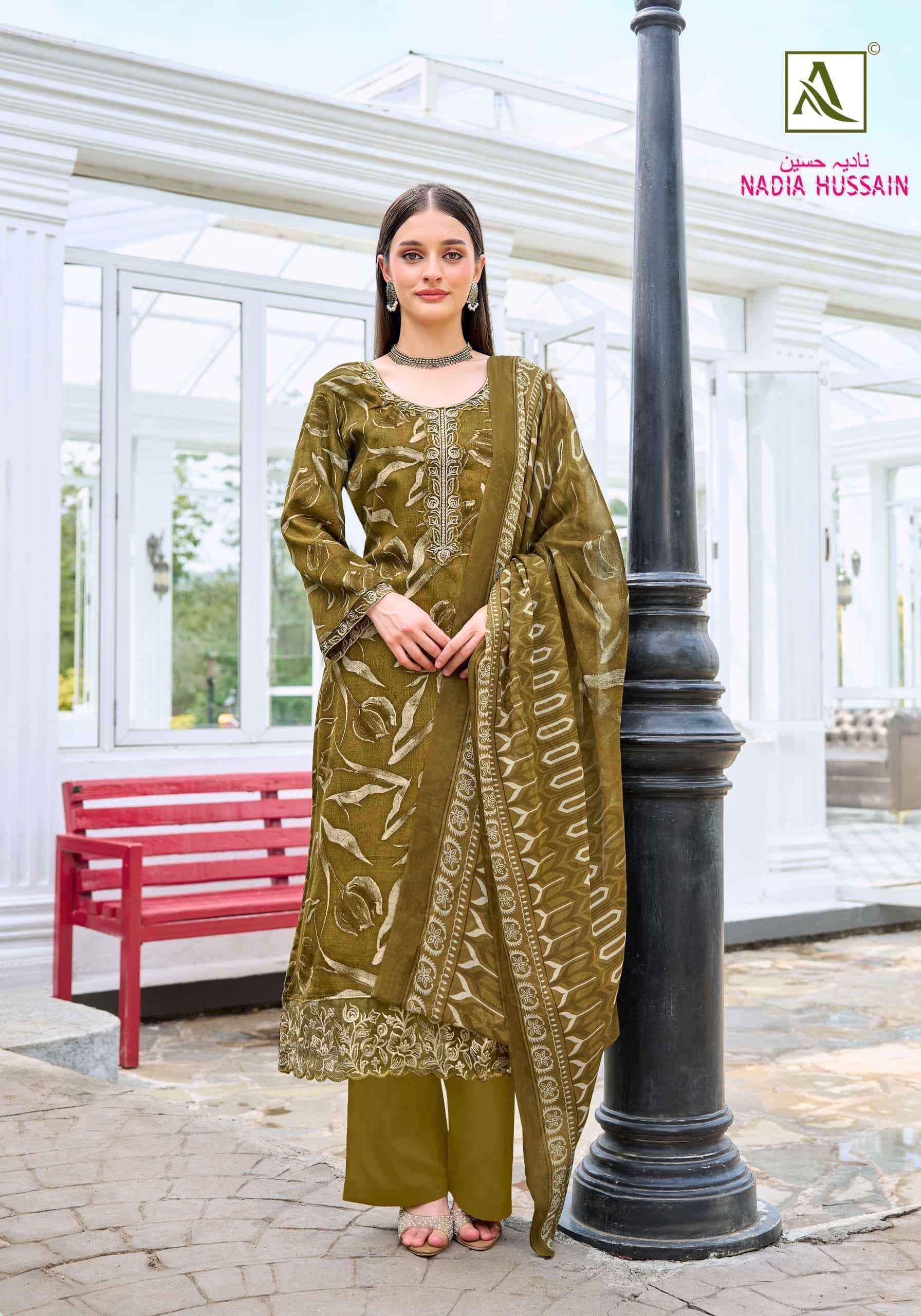 Alok Suit Nadia Hussain Premium Dress Material Wholesale Price ( 4 Pcs Catalogue )
