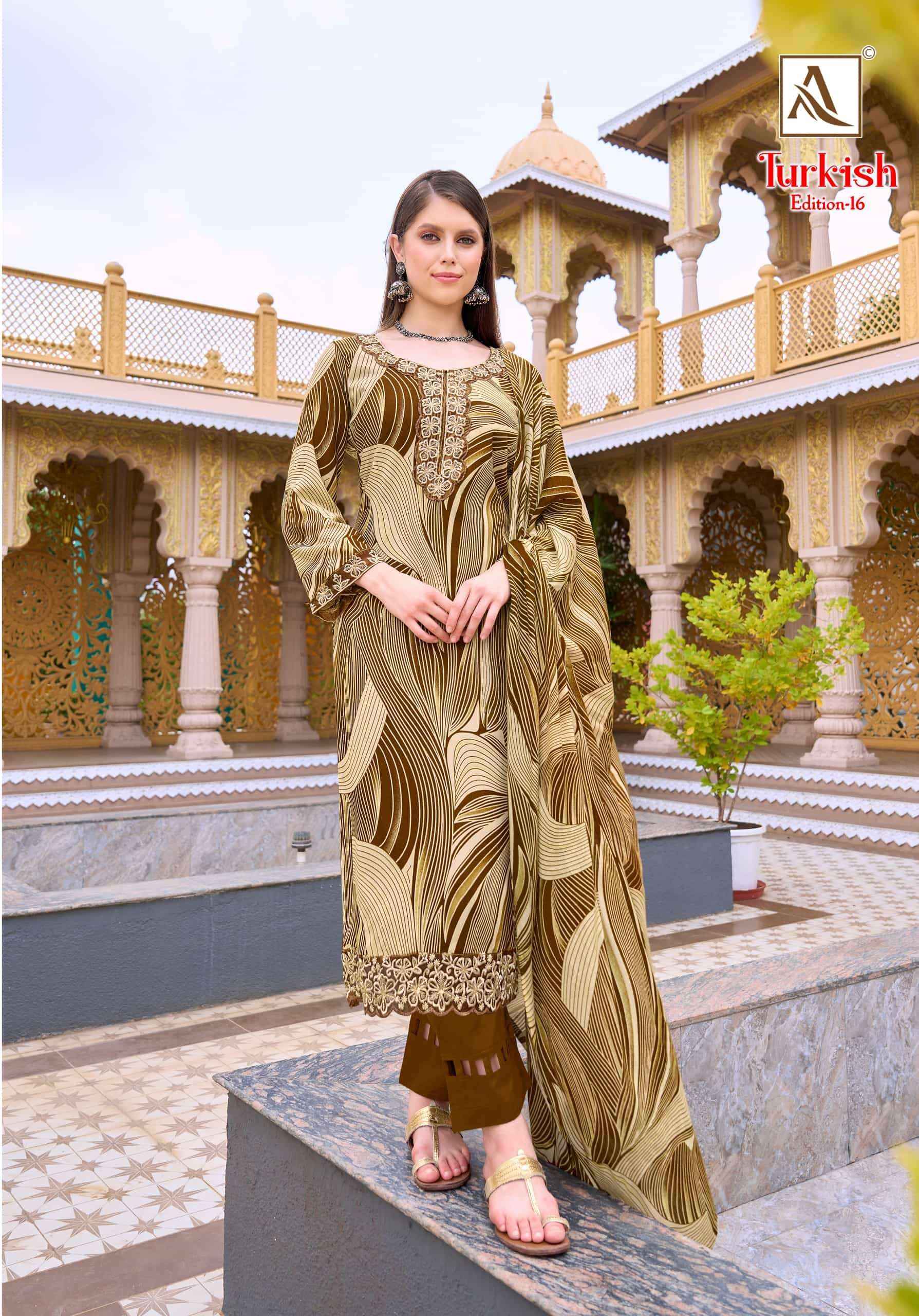 Alok Suit Turkish Edition 16 Pure Rayon Dress Material Wholesale Surat ( 6 Pcs Catalogue )