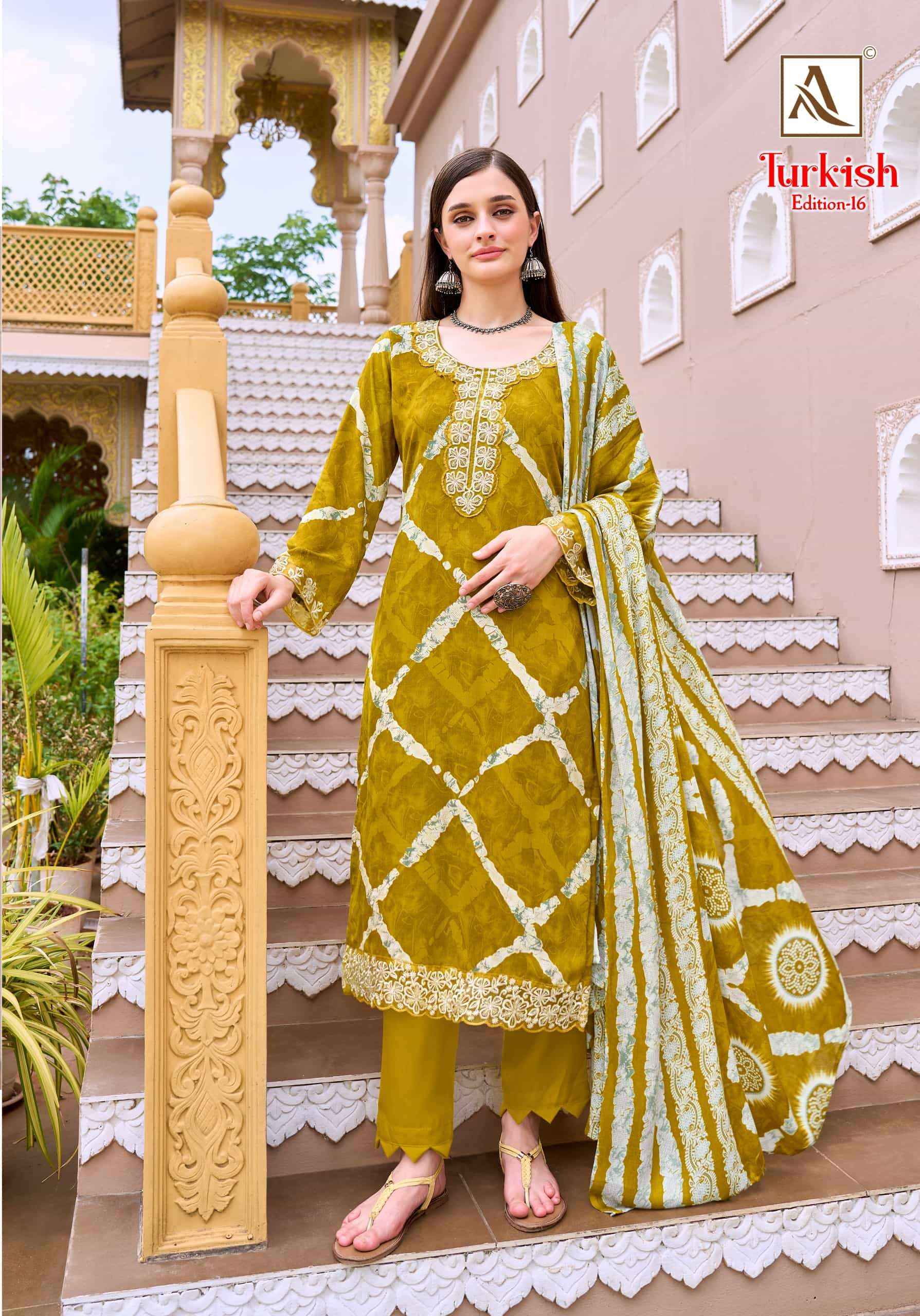 Alok Suit Turkish Edition 16 Pure Rayon Dress Material Wholesale Surat ( 6 Pcs Catalogue )
