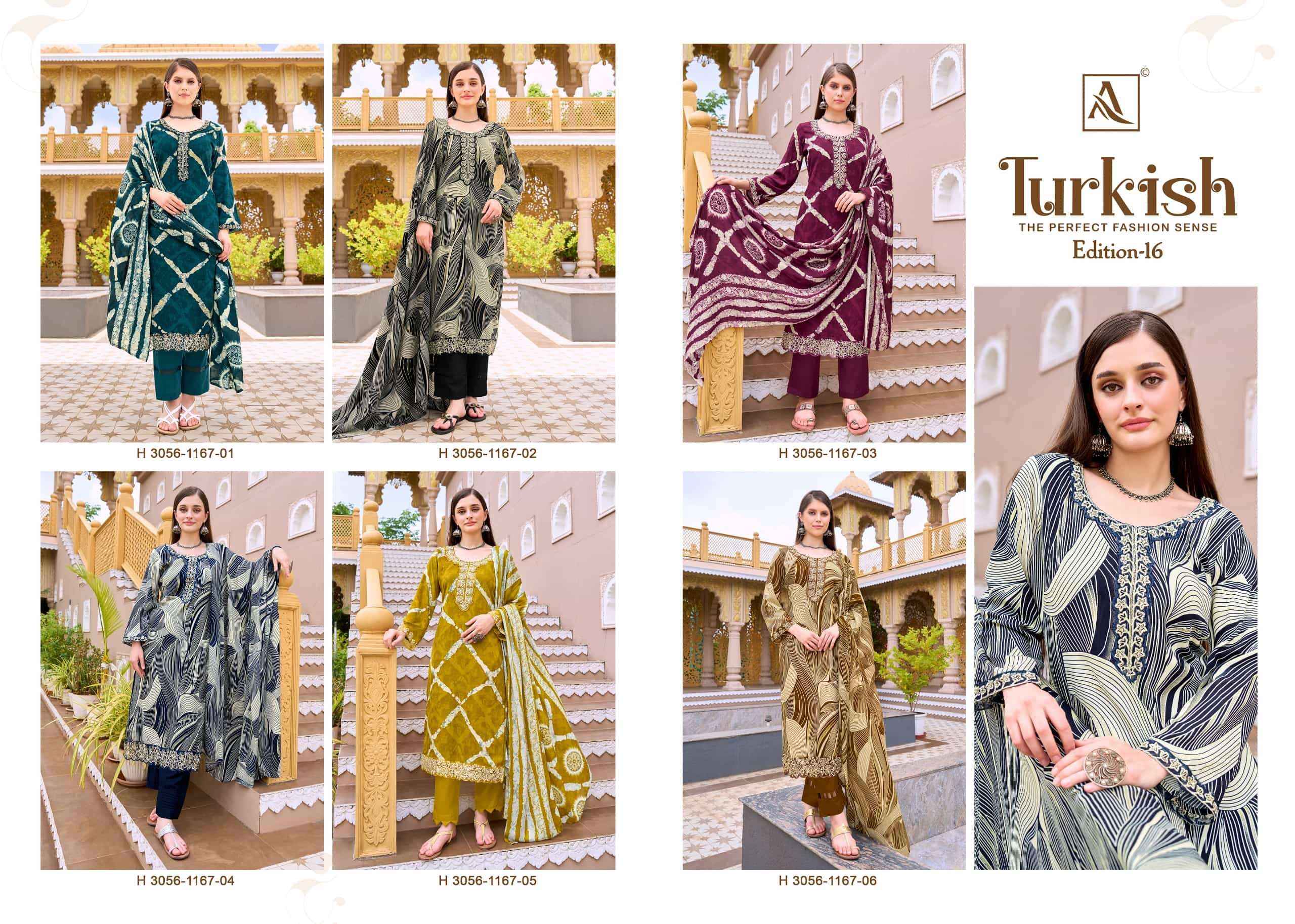 Alok Suit Turkish Edition 16 Pure Rayon Dress Material Wholesale Surat ( 6 Pcs Catalogue )