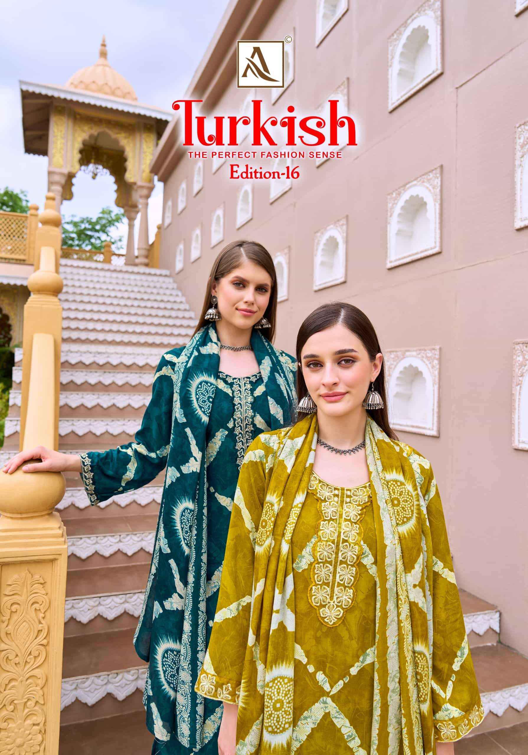 Alok Suit Turkish Edition 16 Pure Rayon Dress Material Wholesale Surat ( 6 Pcs Catalogue )