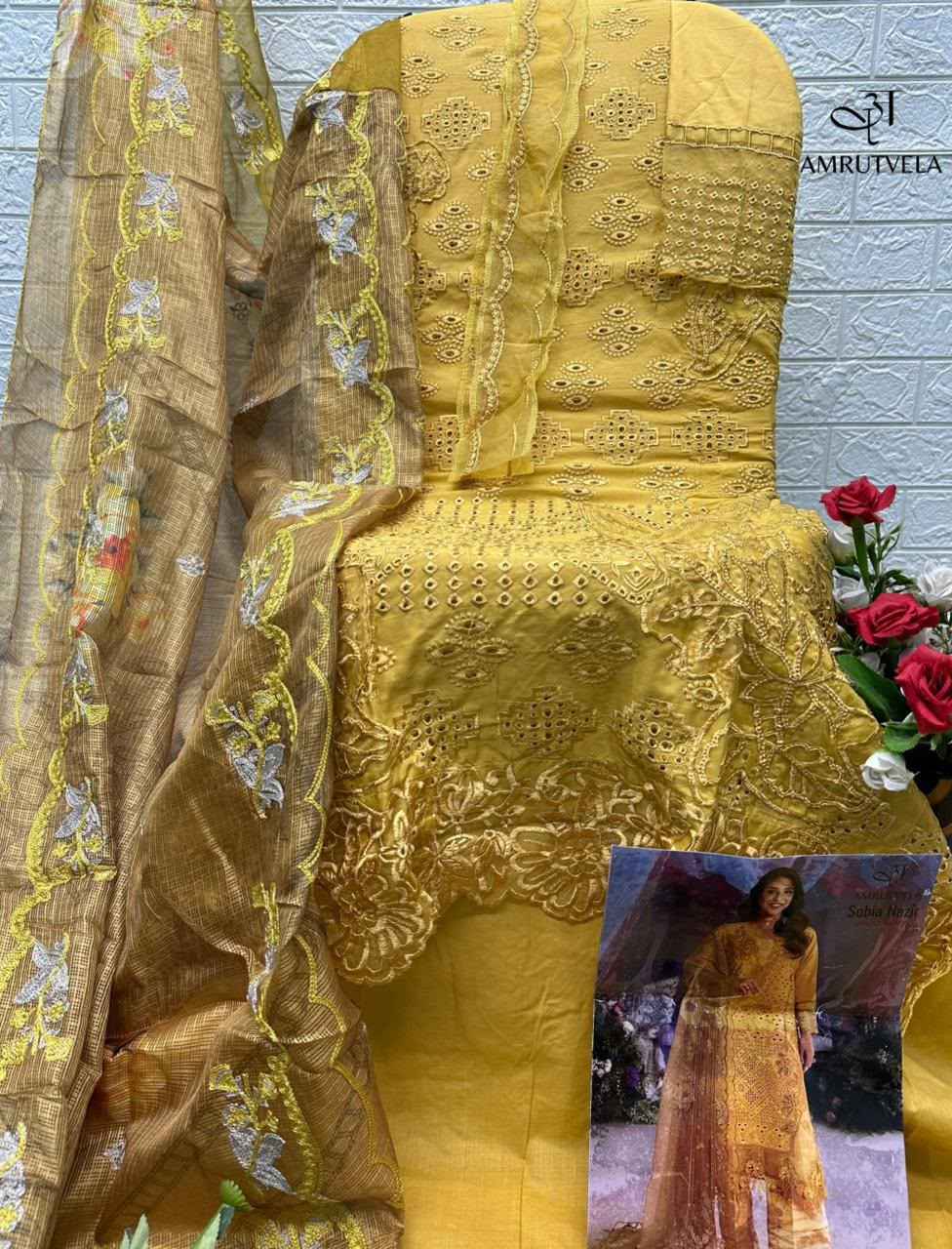 Amrutvela Sobia Nazir Lawn Cotton Dress Material _ Wholesale Factory Rate ( 6 Pcs Catalog )