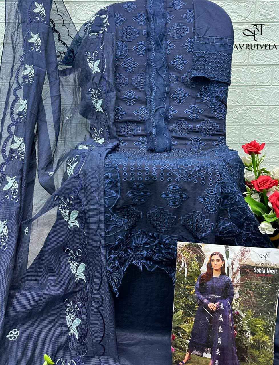 Amrutvela Sobia Nazir Lawn Cotton Dress Material _ Wholesale Factory Rate ( 6 Pcs Catalog )