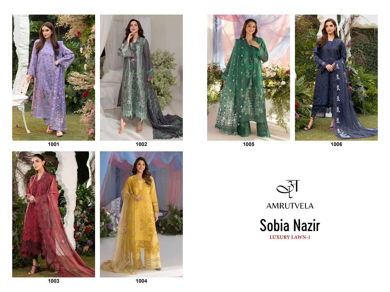 Amrutvela Sobia Nazir Lawn Cotton Dress Material _ Wholesale Factory Rate ( 6 Pcs Catalog )