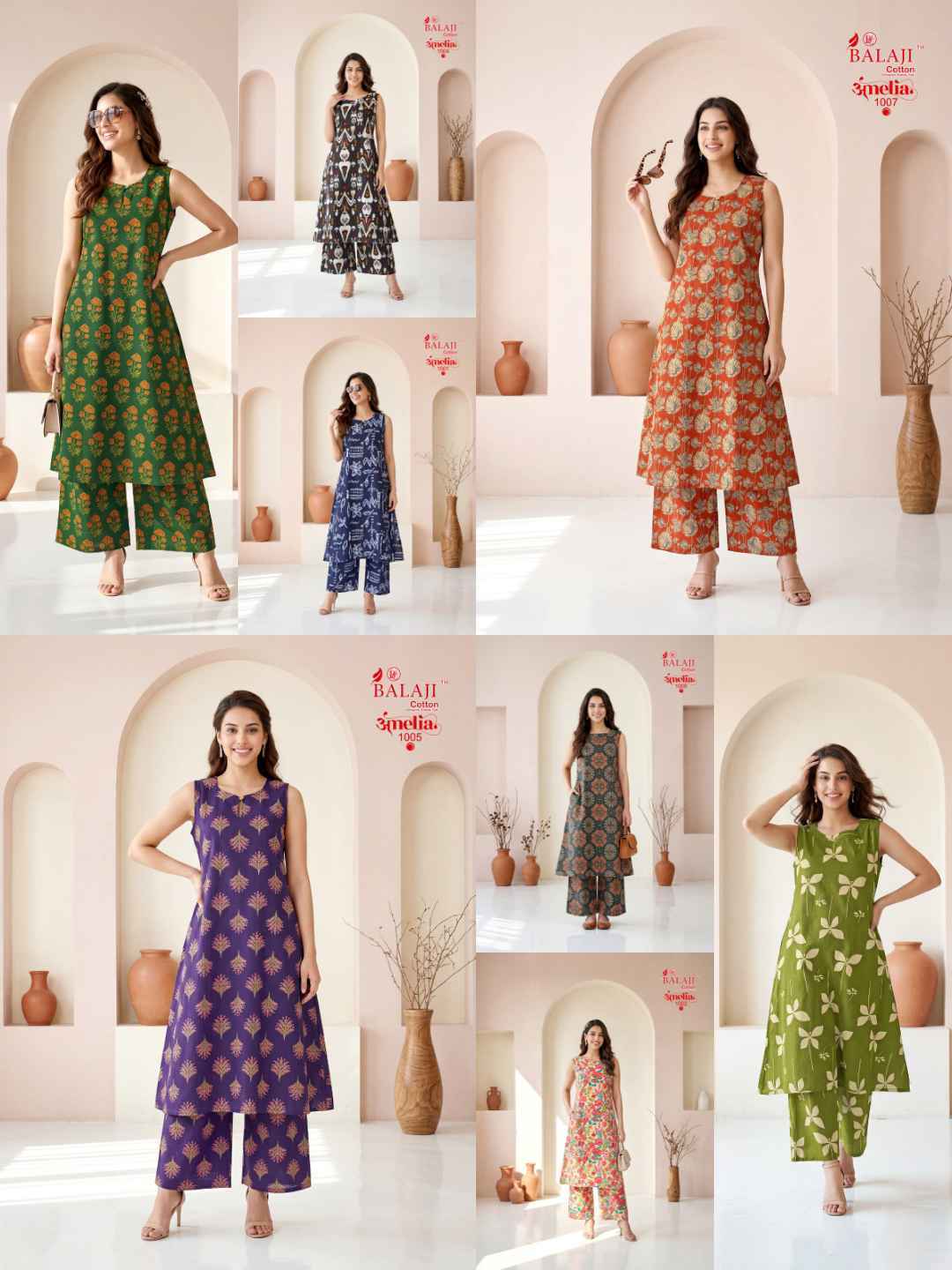 Balaji Amelia Vol 1 Long Cotton Co Ord Set _ Wholesale Price ( 8 Pcs Catalog )