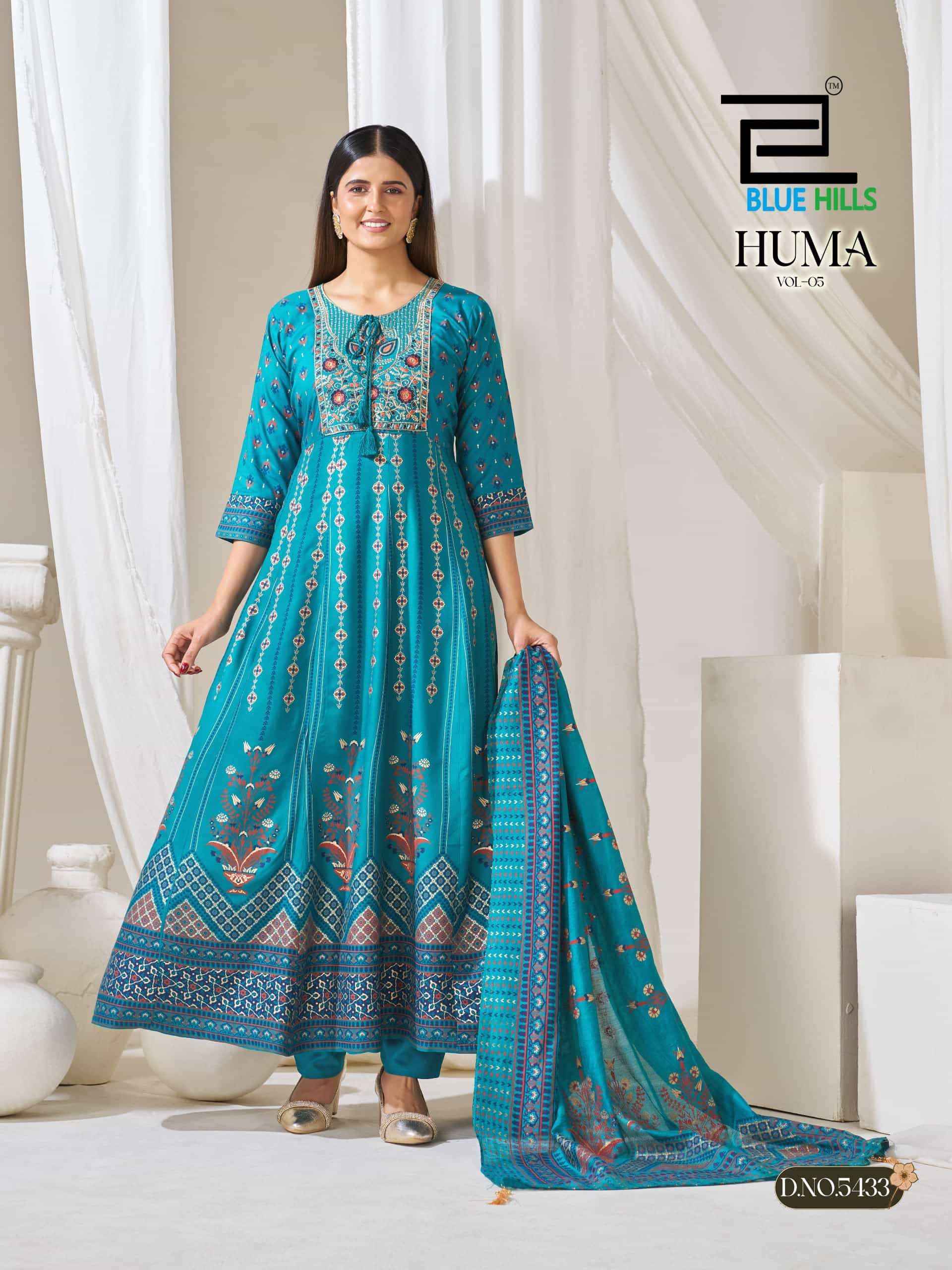 Blue Hills Huma Vol 5 Anarkali Wholesale Market Surat ( 6 Pcs Catalogue )