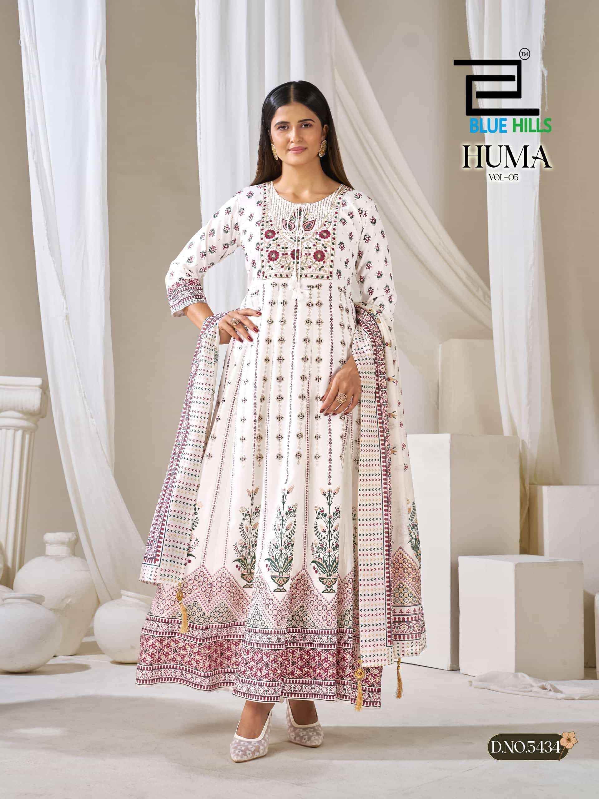 Blue Hills Huma Vol 5 Anarkali Wholesale Market Surat ( 6 Pcs Catalogue )
