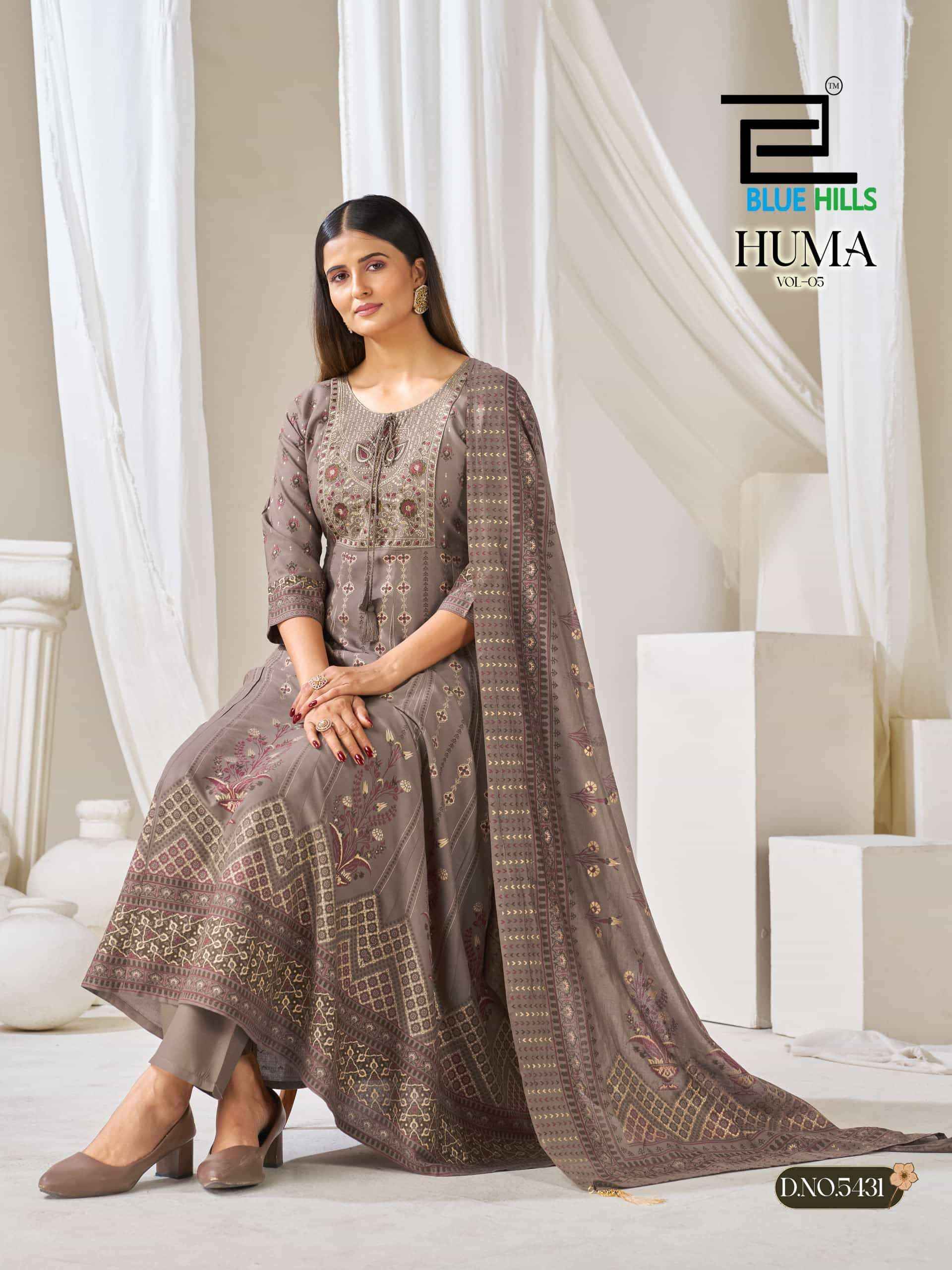 Blue Hills Huma Vol 5 Anarkali Wholesale Market Surat ( 6 Pcs Catalogue )